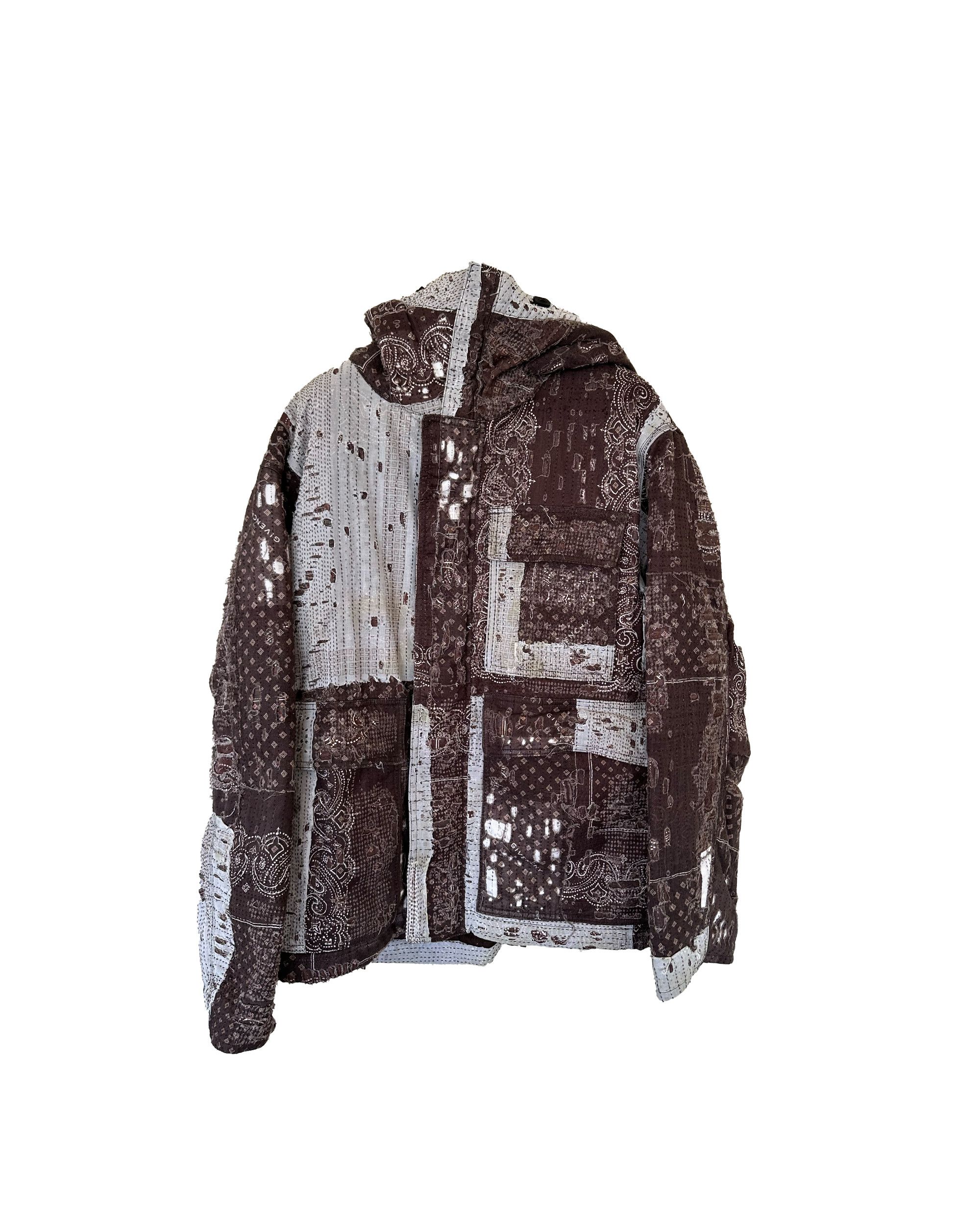 image of Givenchy Denim Boro Quilted Blouson Parka - Dark Brown, Men's (Size Large)
