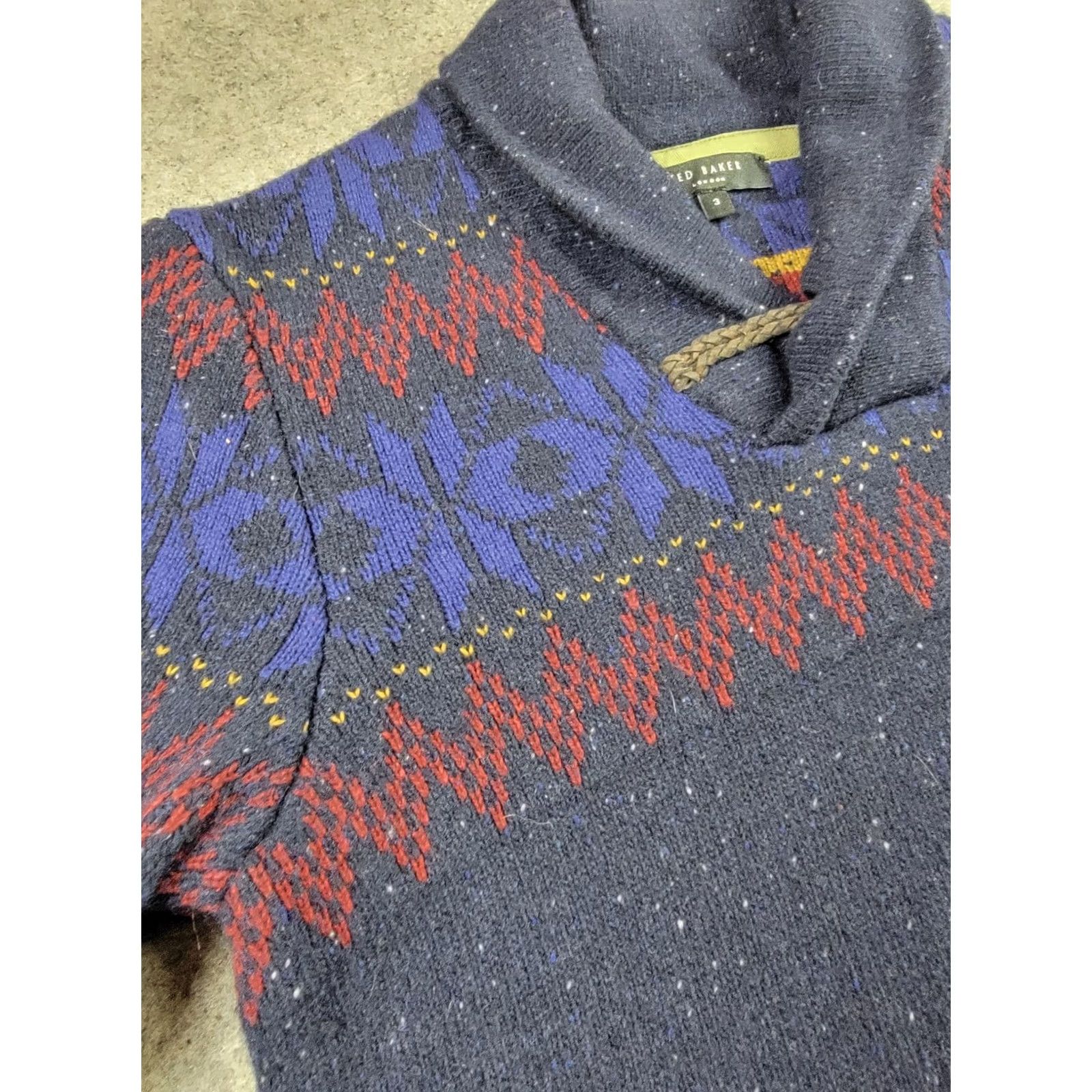 Ted Baker Ted Baker Sweater Mens Size 3 Medium Blue Fair Isle Lambswool Knit Pullover Size US M / EU 48-50 / 2 - 6 Thumbnail