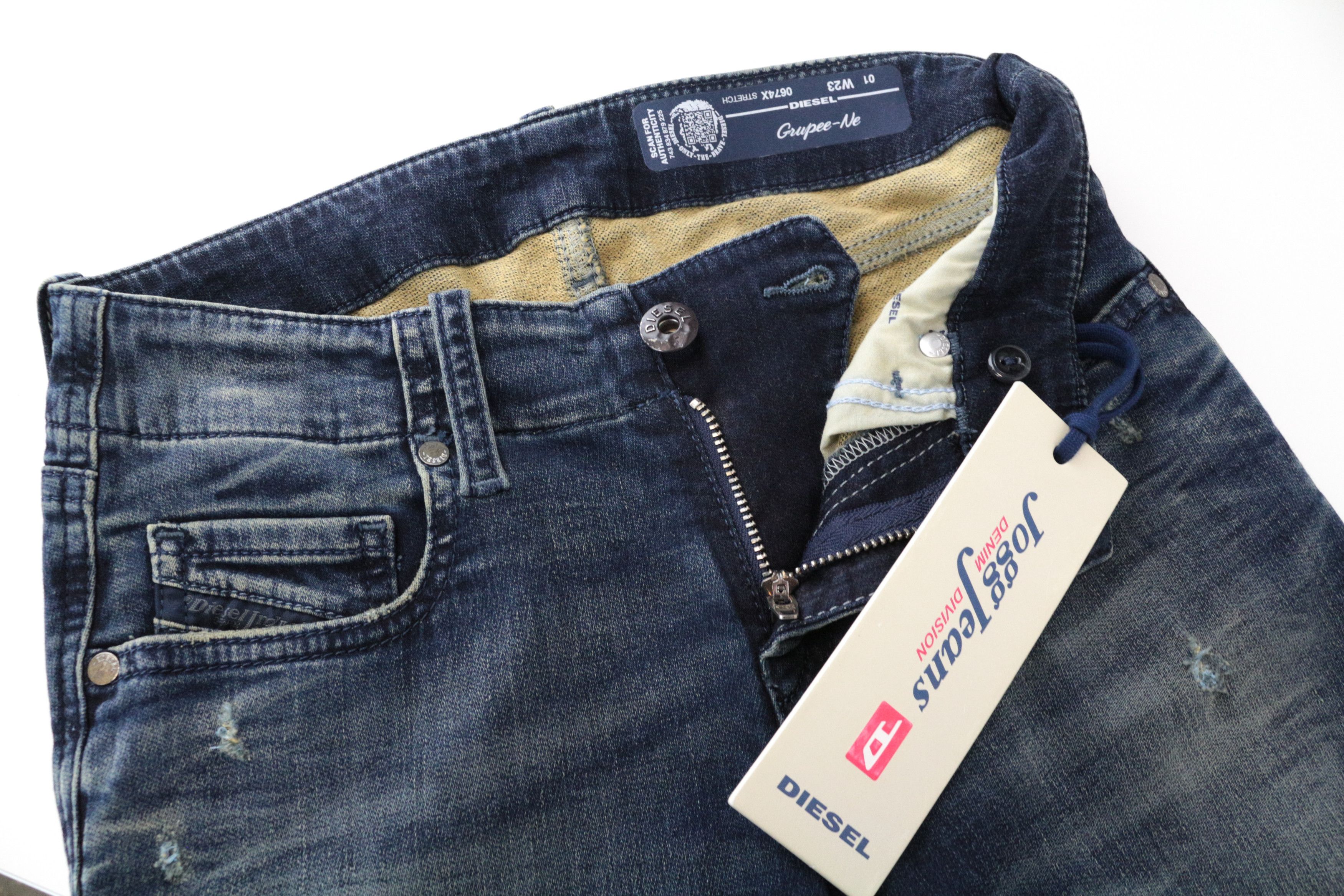 Diesel GRUPEE-NE 0674X W23 Blue Distressed Skinny Jeans 63784 Size 23" - 3 Thumbnail