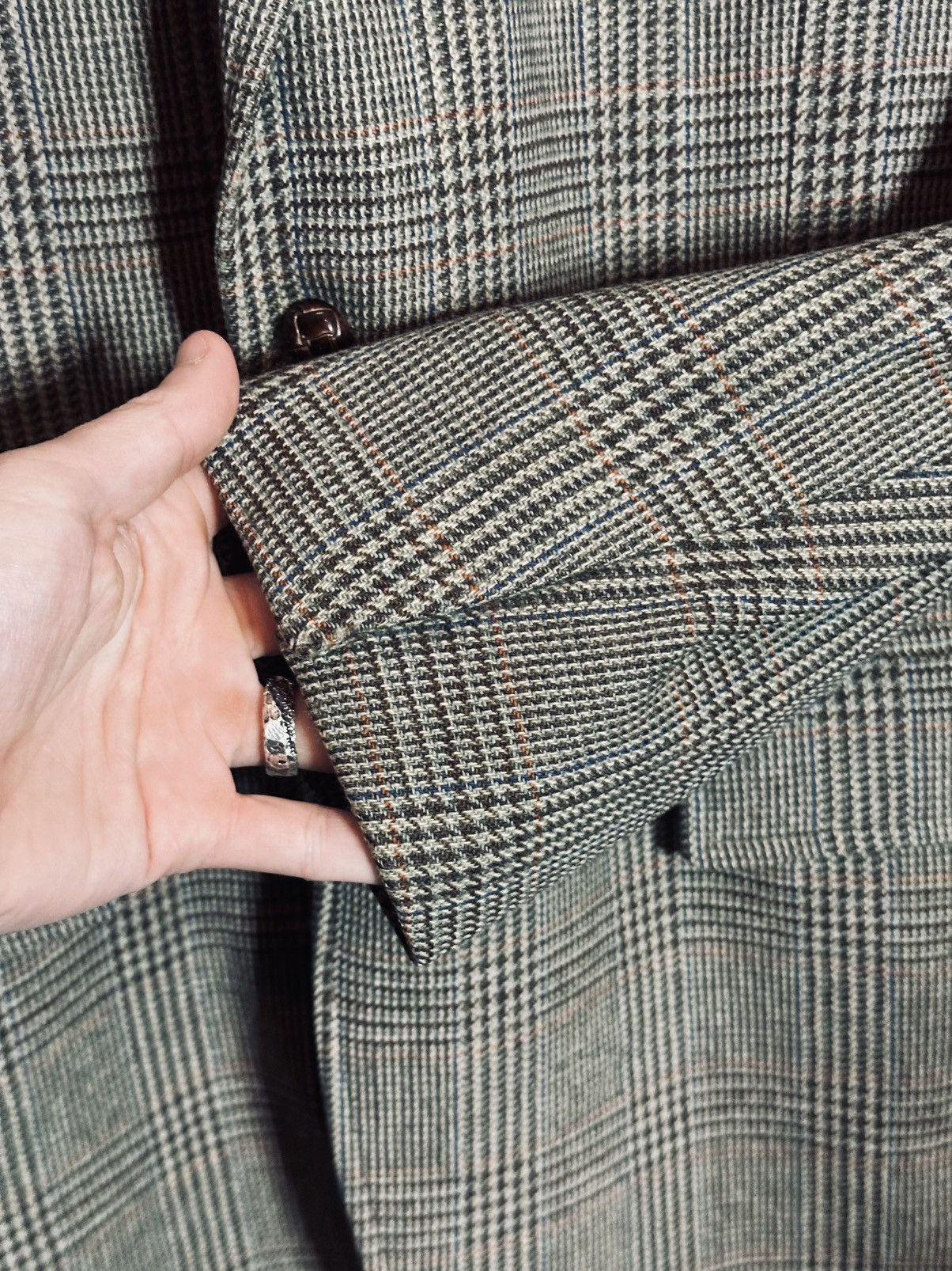 Brooks Brothers Vintage green herringbone plaid wool MiUSA sport coat Size 42R - 6 Thumbnail