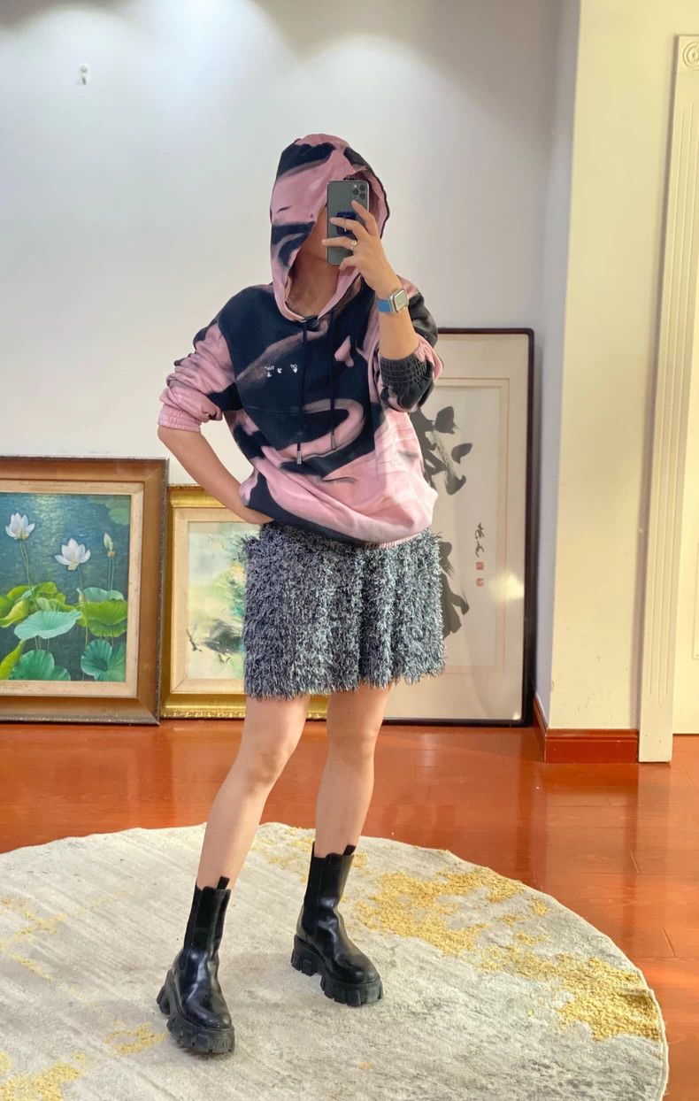 Issey Miyake Issey Miyake size:3 Black and grey mixed yarn mohair short Size 31" - 4 Thumbnail
