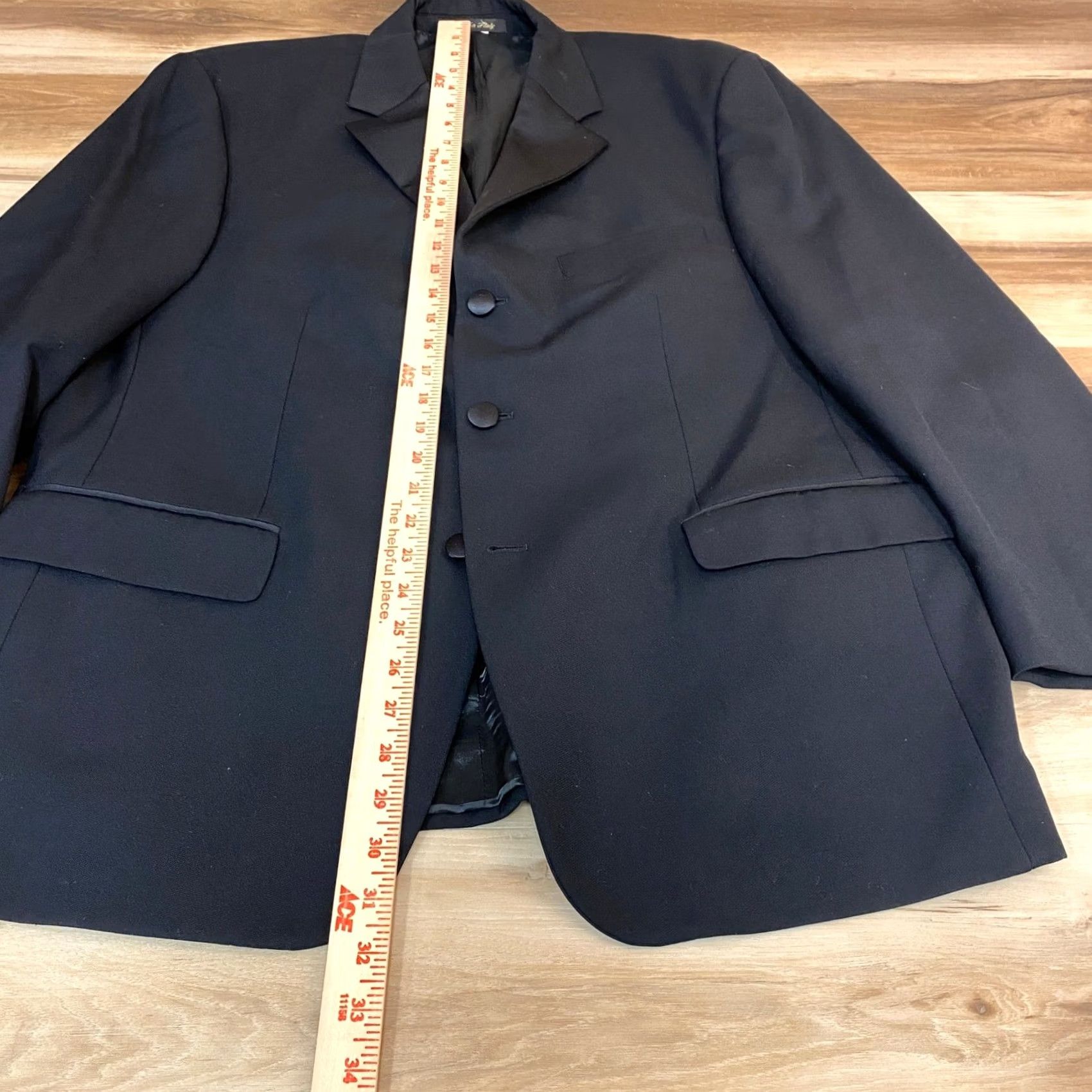 Pronto Uomo Pronto Uomo Mens Black Tuxedo Blazer 42S Wool Three-Button Formal Jacket Size 42R - 3 Thumbnail