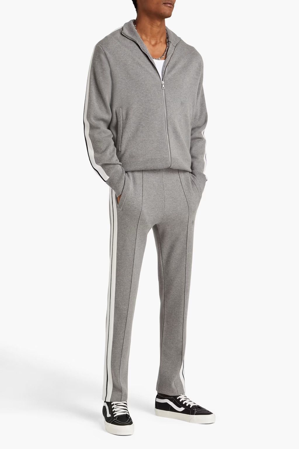 image of Palm Angels Cashmere Track Suit Set Gray Grey Jacket + Pants, Men's (Size Medium)
