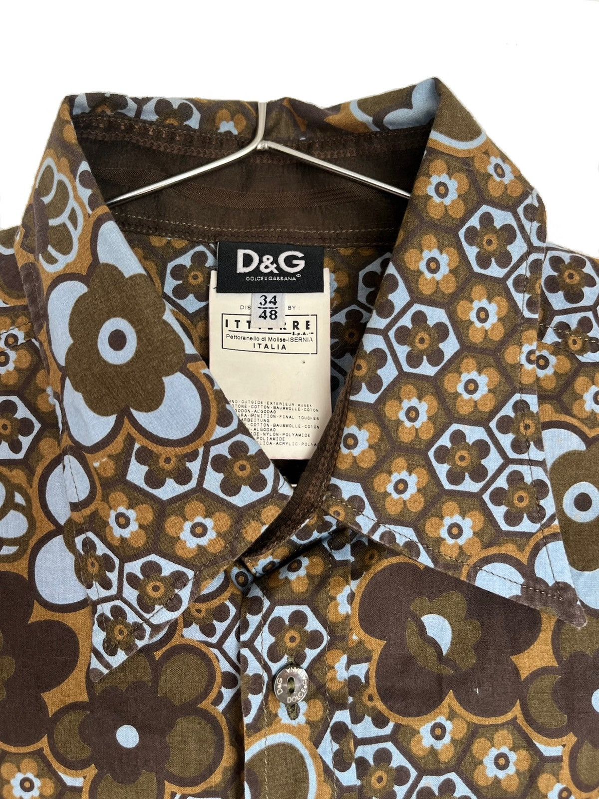 Dolce & Gabbana Ittierre brown floral print button down shirt Size US M / EU 48-50 / 2 - 2 Thumbnail
