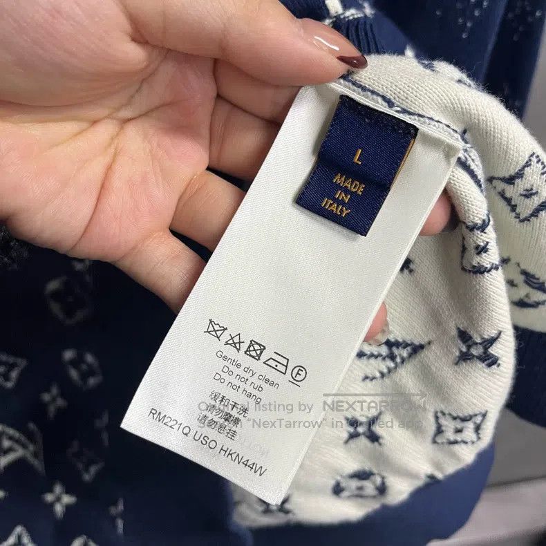 Louis Vuitton Louis Vuitton Blue Logo Jacquard Accent Crew Neck Long Sle Size US L / EU 52-54 / 3 - 4 Thumbnail