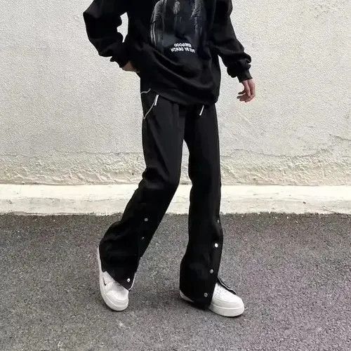 Hypebeast Black Button Decor Pants, Wide Leg Pants Size US 30 / EU 46 - 1 Thumbnail