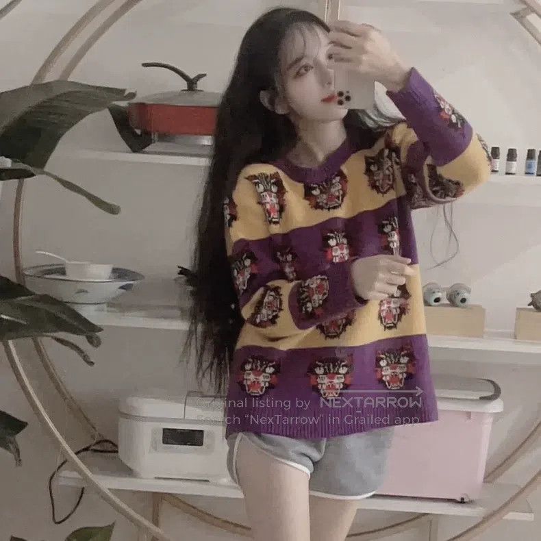 Gucci Gucci Contrast colour cat head full print sweater long sle Size S / US 4 / IT 40 - 6 Thumbnail