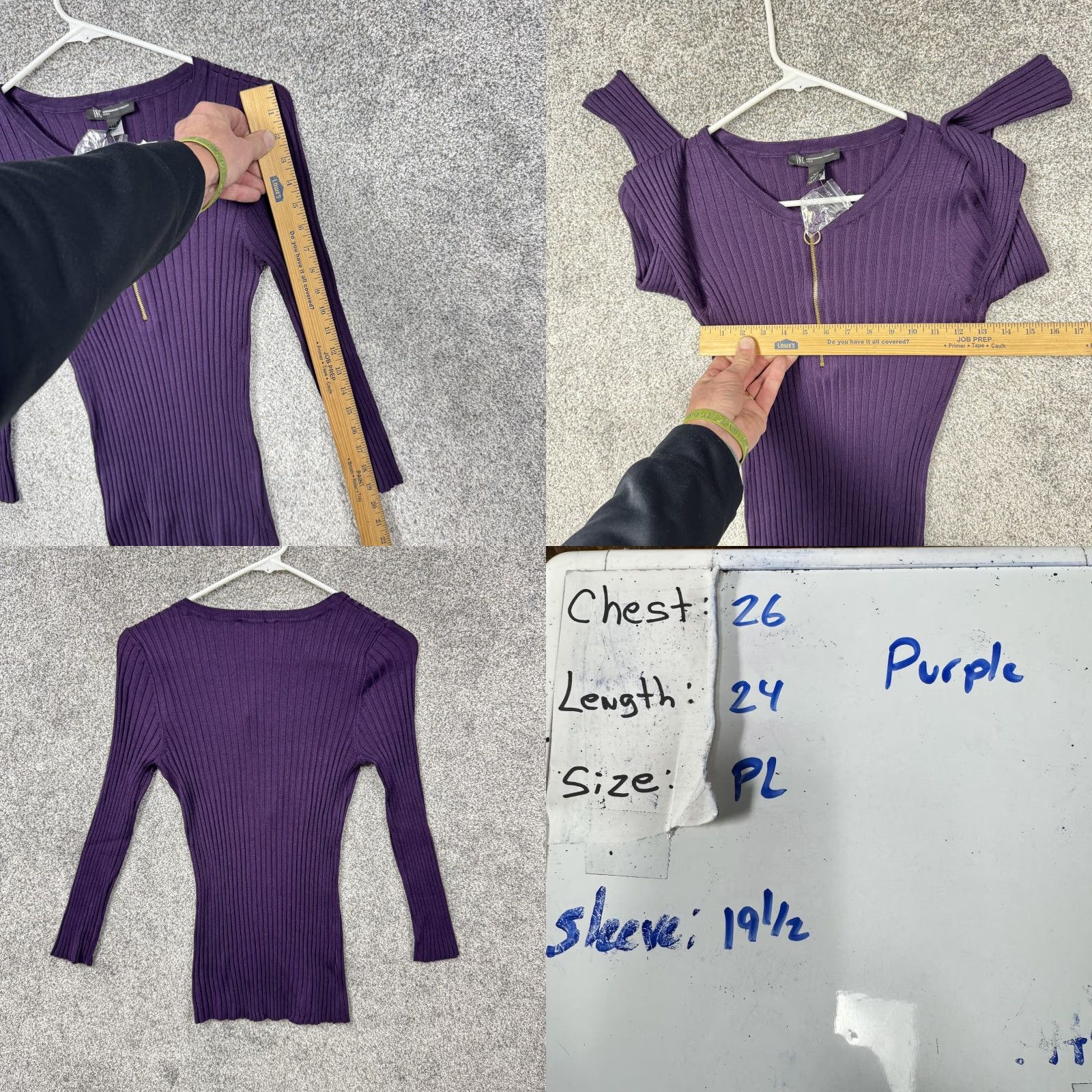 Vintage INC International Concepts Shirt Womens PL Petite Dark Purple Half Zip Henley Sweater Crew Neck Zipper 1/2 Zip Knit Womens Petite Size L / US 10 / IT 46 - 8 Thumbnail