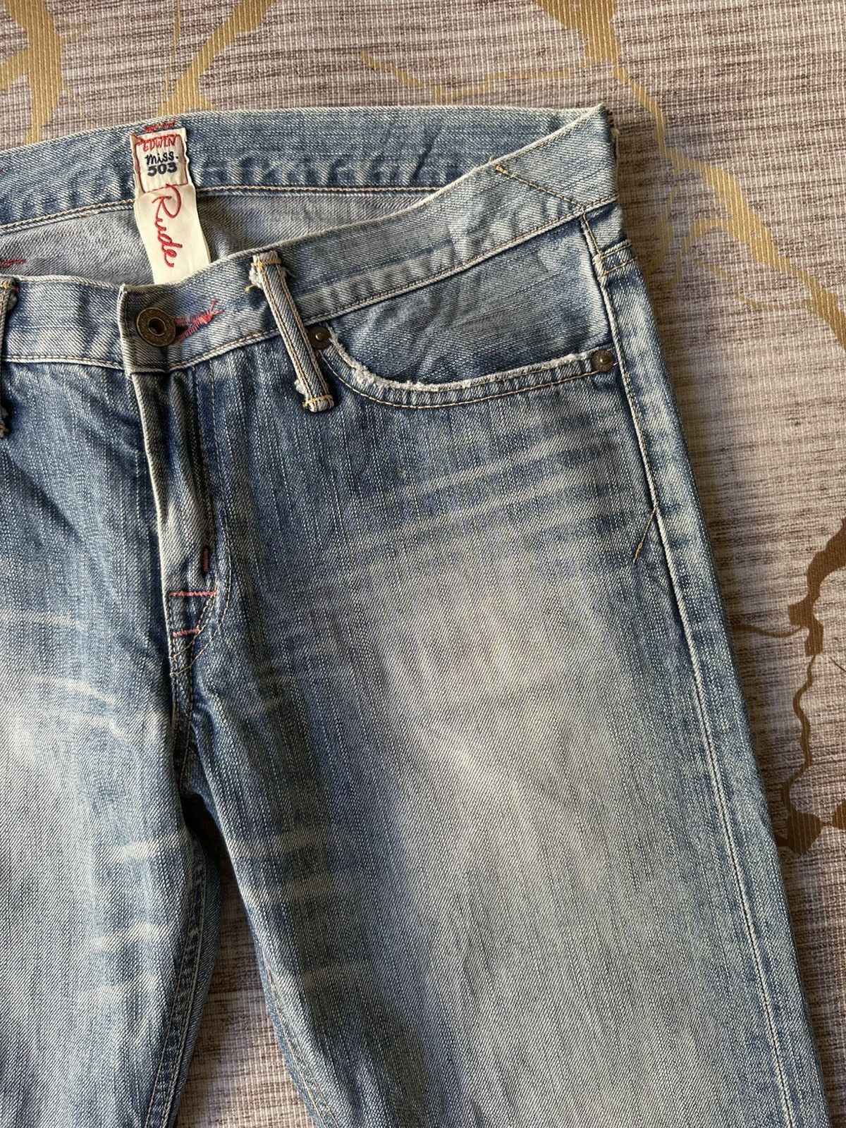 If Six Was Nine FLARE Edwin Miss 503 Rude Distressed Denim Size 30" / US 8 / IT 44 - 11 Thumbnail
