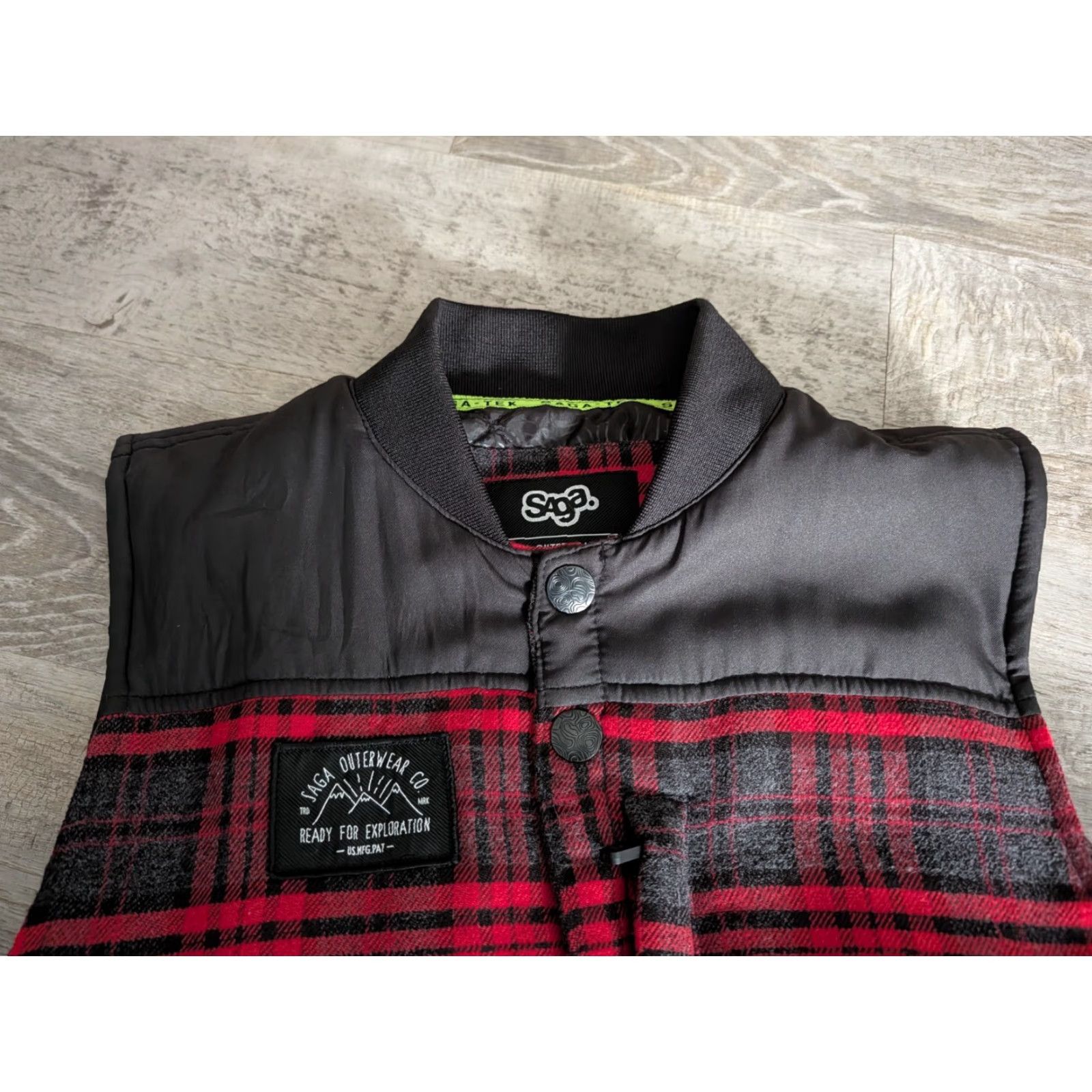 Vintage Saga Outerwear Saga-tek Insulated Vest Ski Snow Red Quilted Plaid Size Small EUC Size US S / EU 44-46 / 1 - 6 Thumbnail