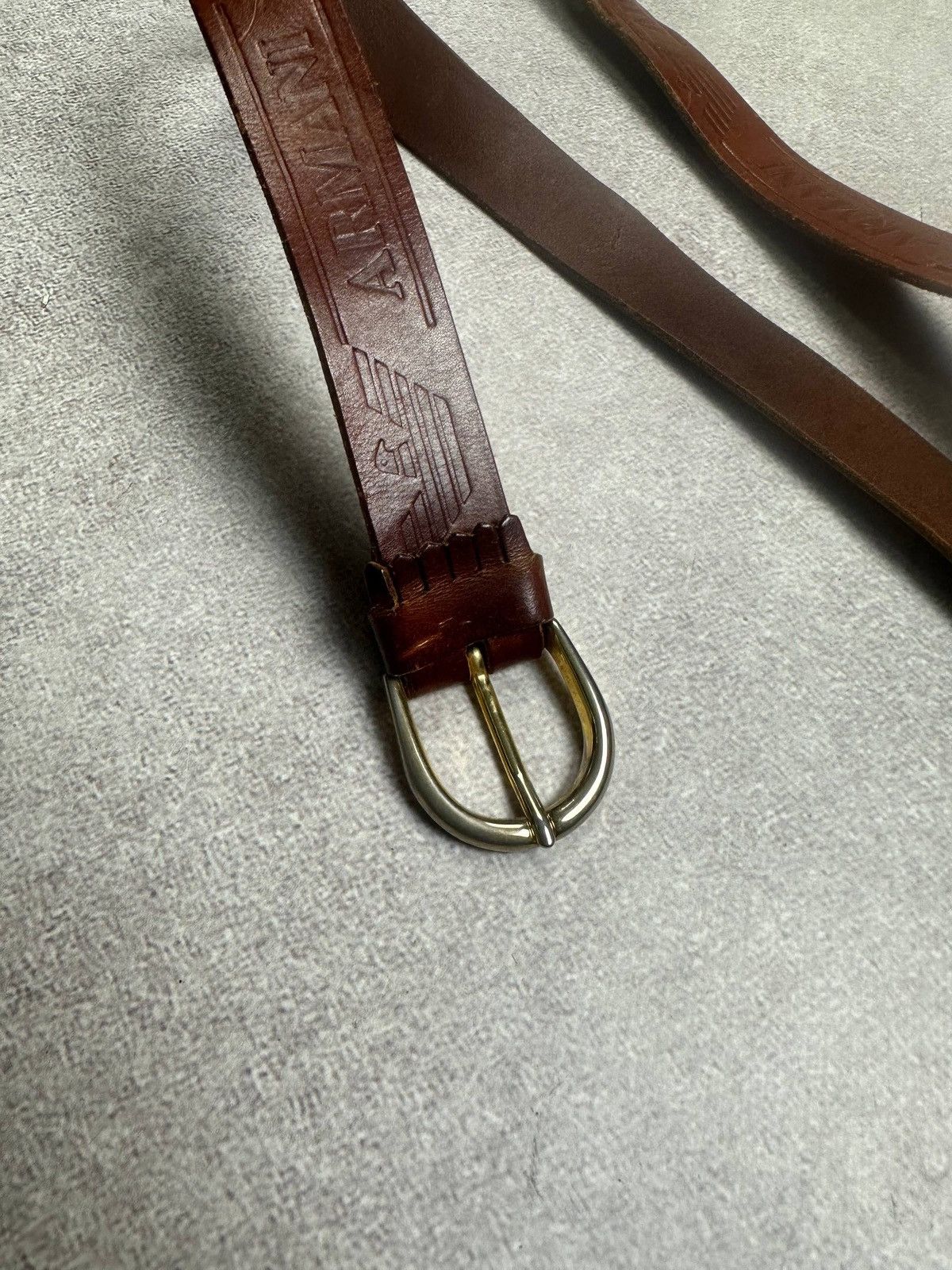Armani Vintage Emporio Armani Y2K Leather Belt Rare Os Size ONE SIZE - 3 Thumbnail