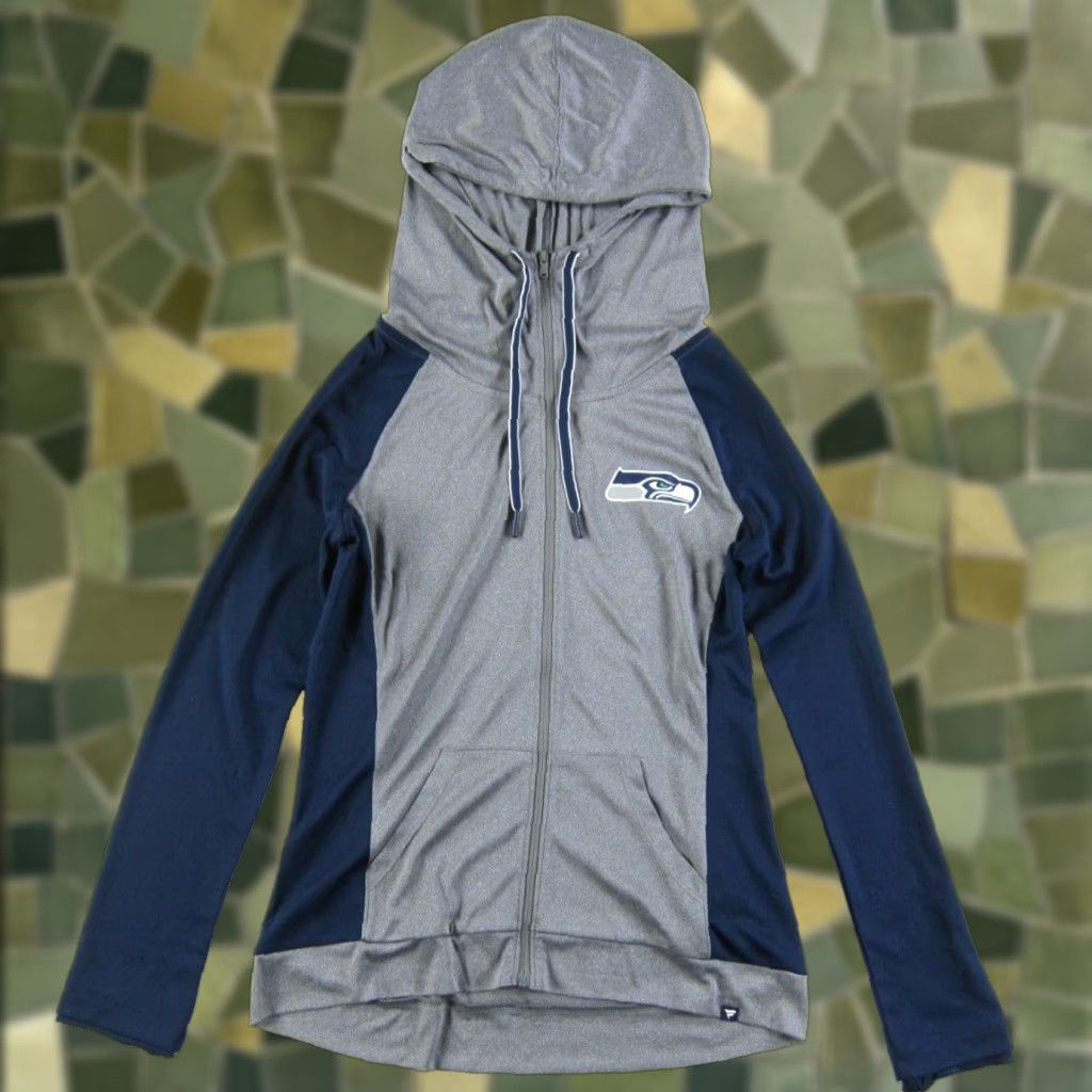 Vintage Fanatics Seattle Seahawks Hooded Sweatshirt Woman XS - Blue Grey Green - Football - Full Zip - 100% Polyester - Regular - Women - Shirt/ Sweatshirt Size XS / US 0-2 / IT 36-38 - 1 Thumbnail