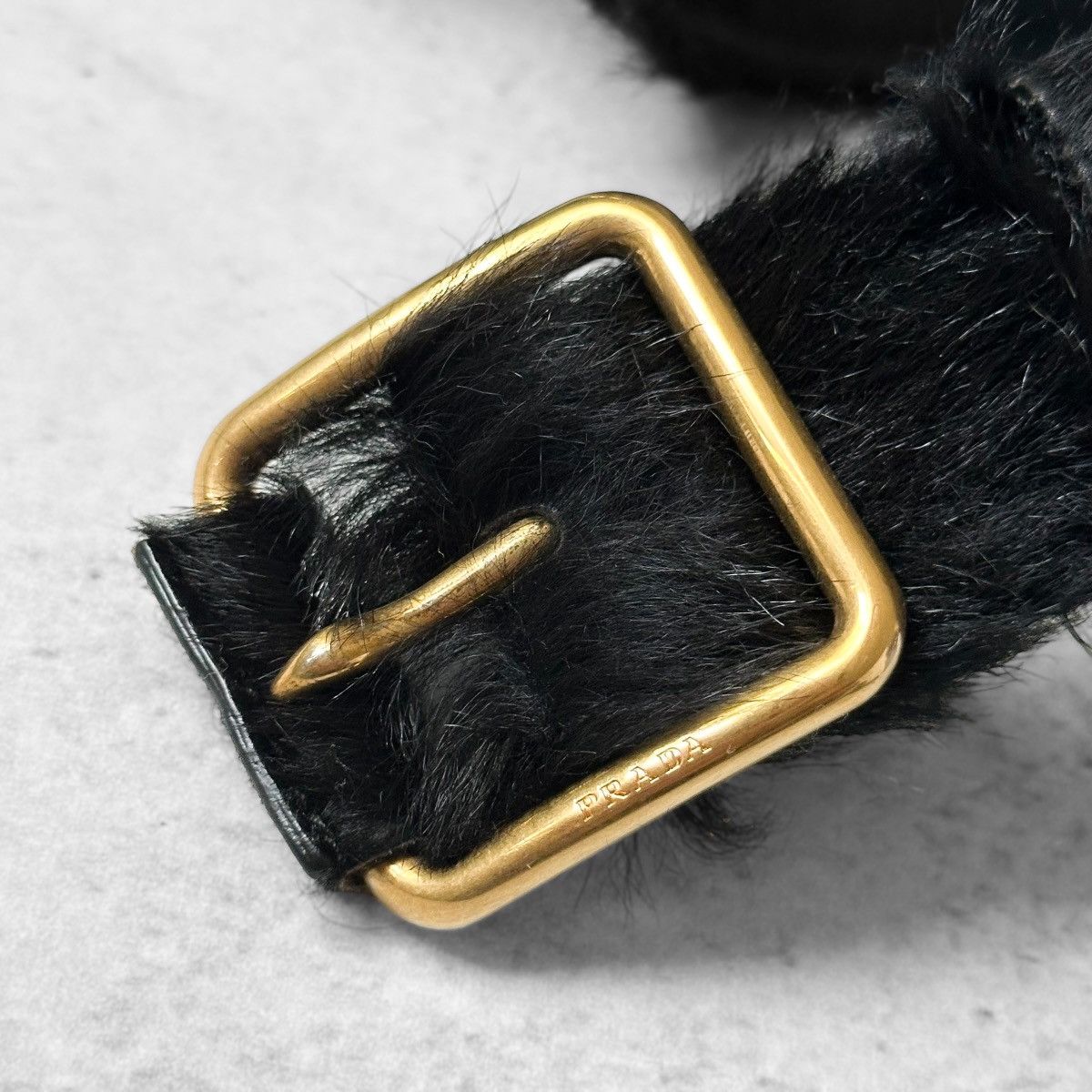 Prada Prada Black Pony Hair Belt Size 34 - 2 Thumbnail