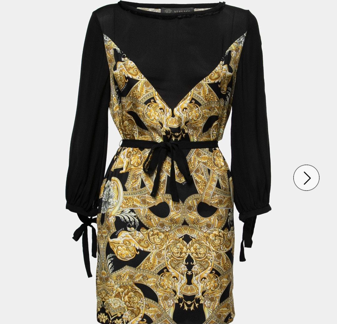 Versace Silk baroque print dress Size S / US 4 / IT 40 - 3 Thumbnail