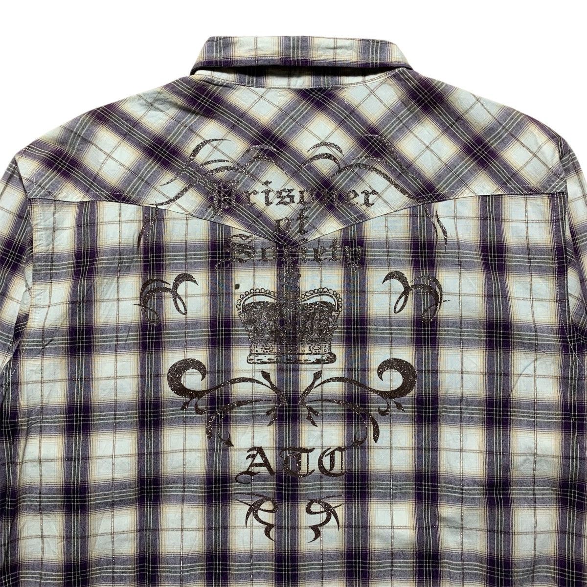 Japanese Brand In The Attic Multi Plaid Shirt Poem Crown On Back Size US L / EU 52-54 / 3 - 2 Thumbnail