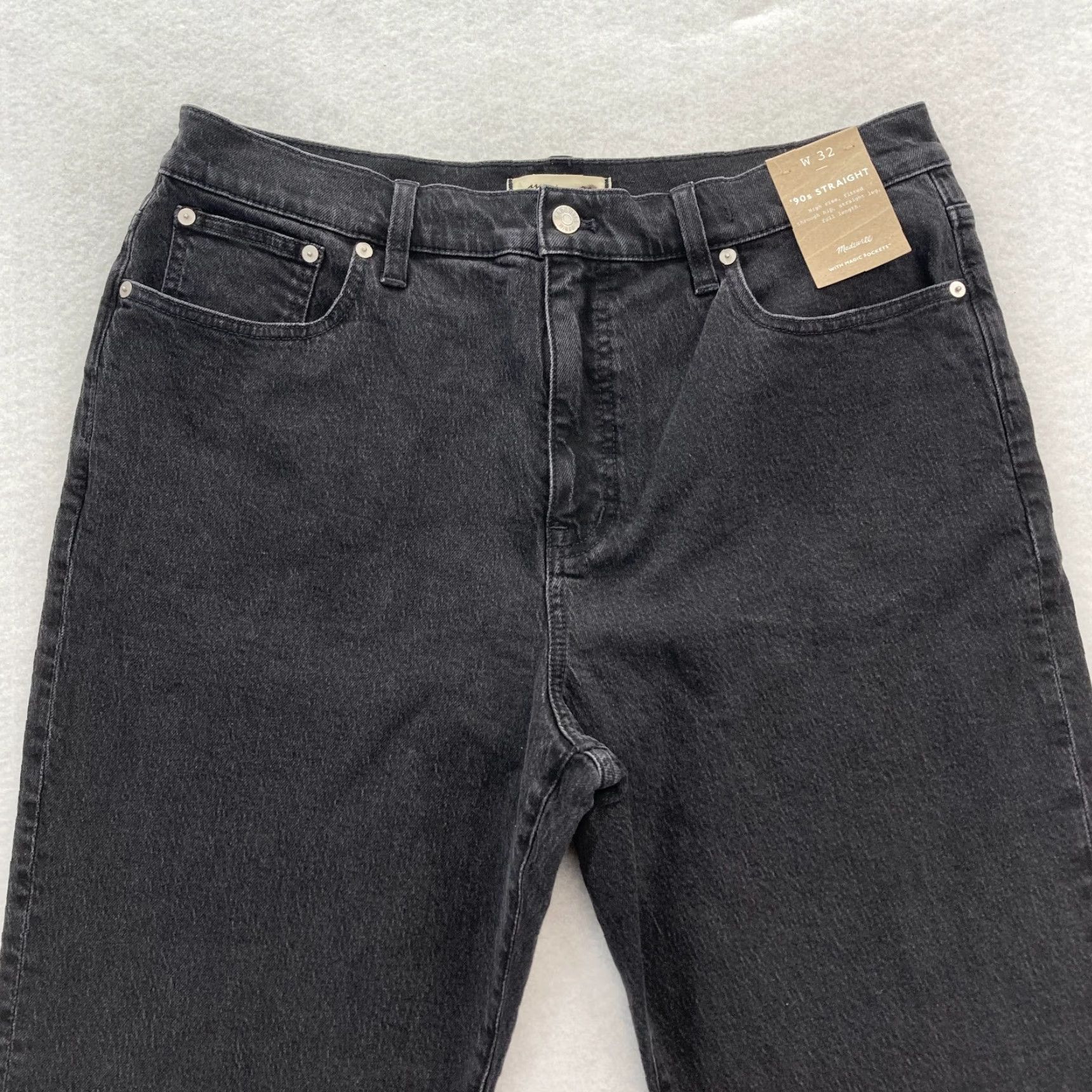 Madewell Madewell 90s Straight Jeans Women's 32 Black Denim High Rise Stretch Studded Y2K Jeans Size 24" / US 00 / IT 34 - 2 Thumbnail
