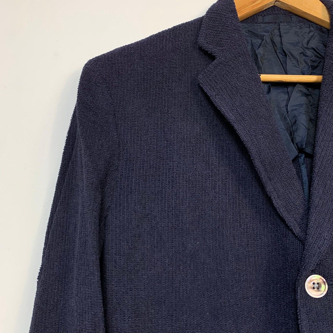 Burberry Vintage Burberrys Yacht Club Corduroy Blazer Navy Blue Size 40S - 9 Thumbnail