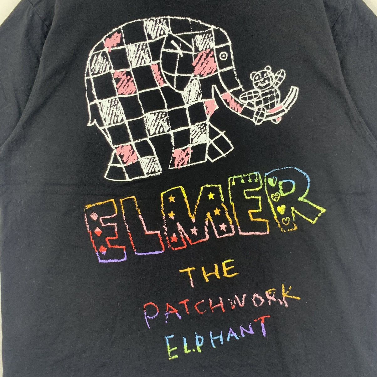 Vintage ELMER CARTOON The Patchwork Elephant Tee Shirt Size XXL / US 16-18 / IT 52-54 - 6 Thumbnail