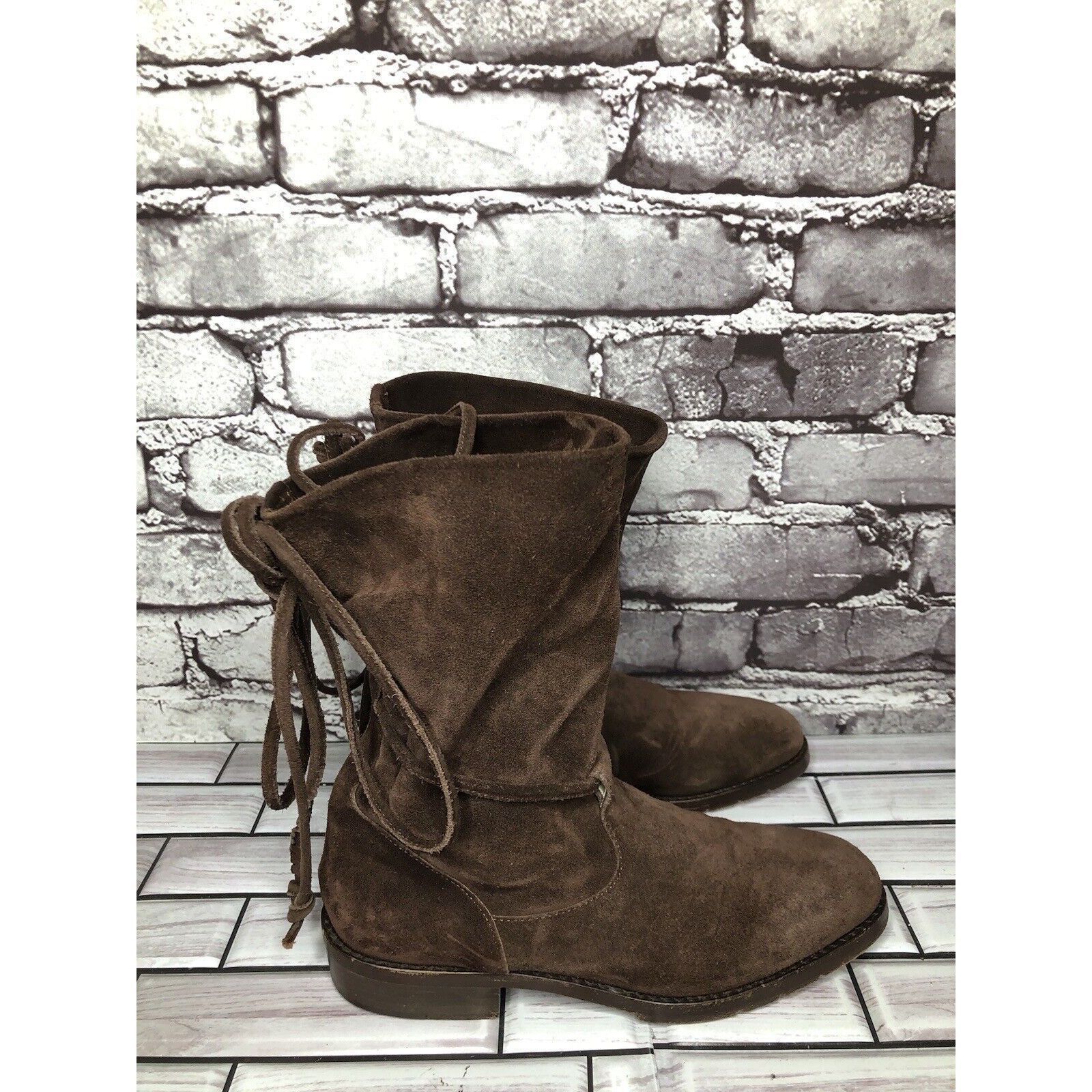 Other Joan & David Brown Suede Leather Back Lace Up Heels Boots Wo Size US 6 / IT 36 - 18 Thumbnail