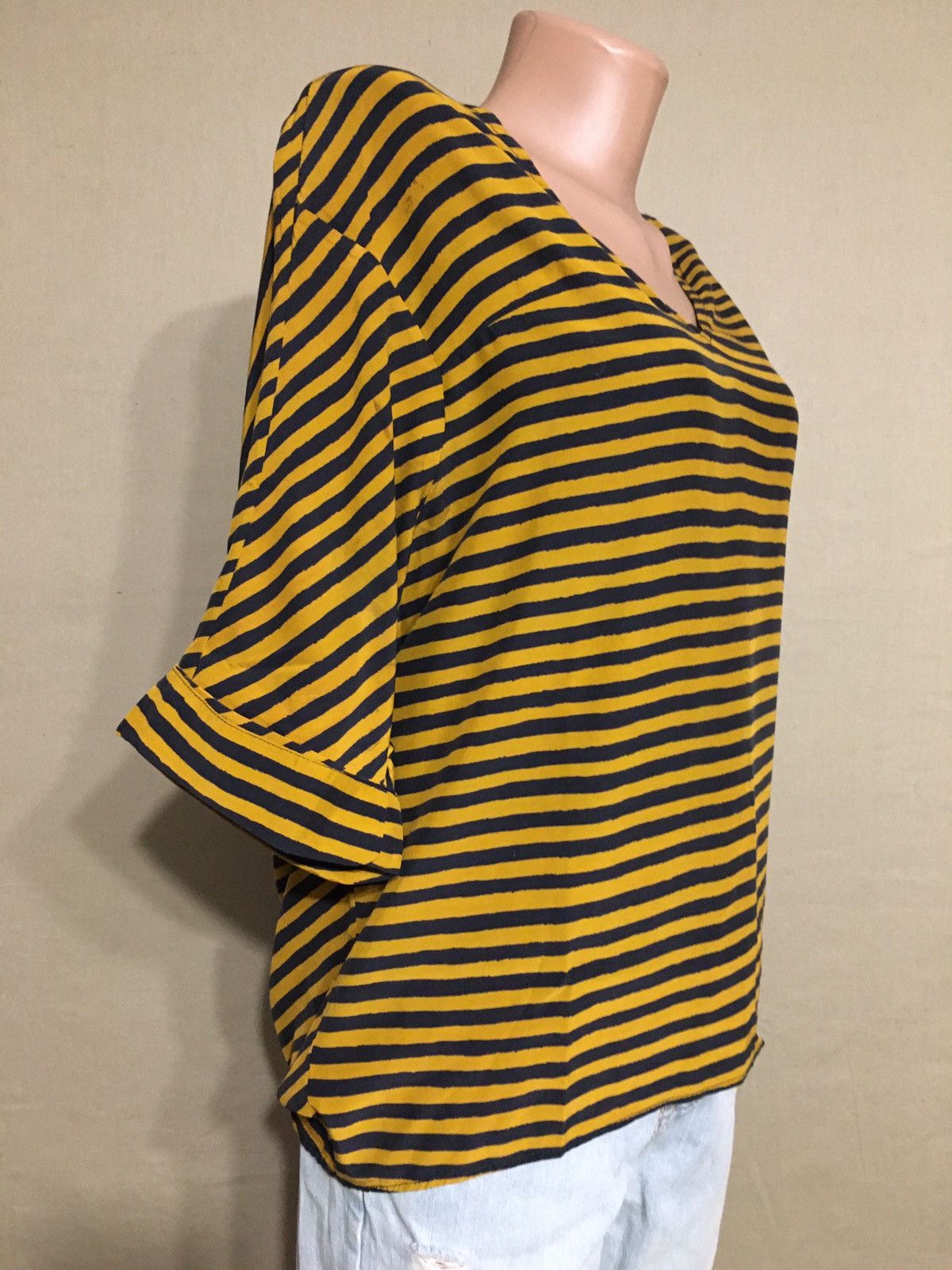 Christian Wijnants Christian Wijnants Silk Blouse Top Yellow Black Striped Size L / US 10 / IT 46 - 4 Thumbnail