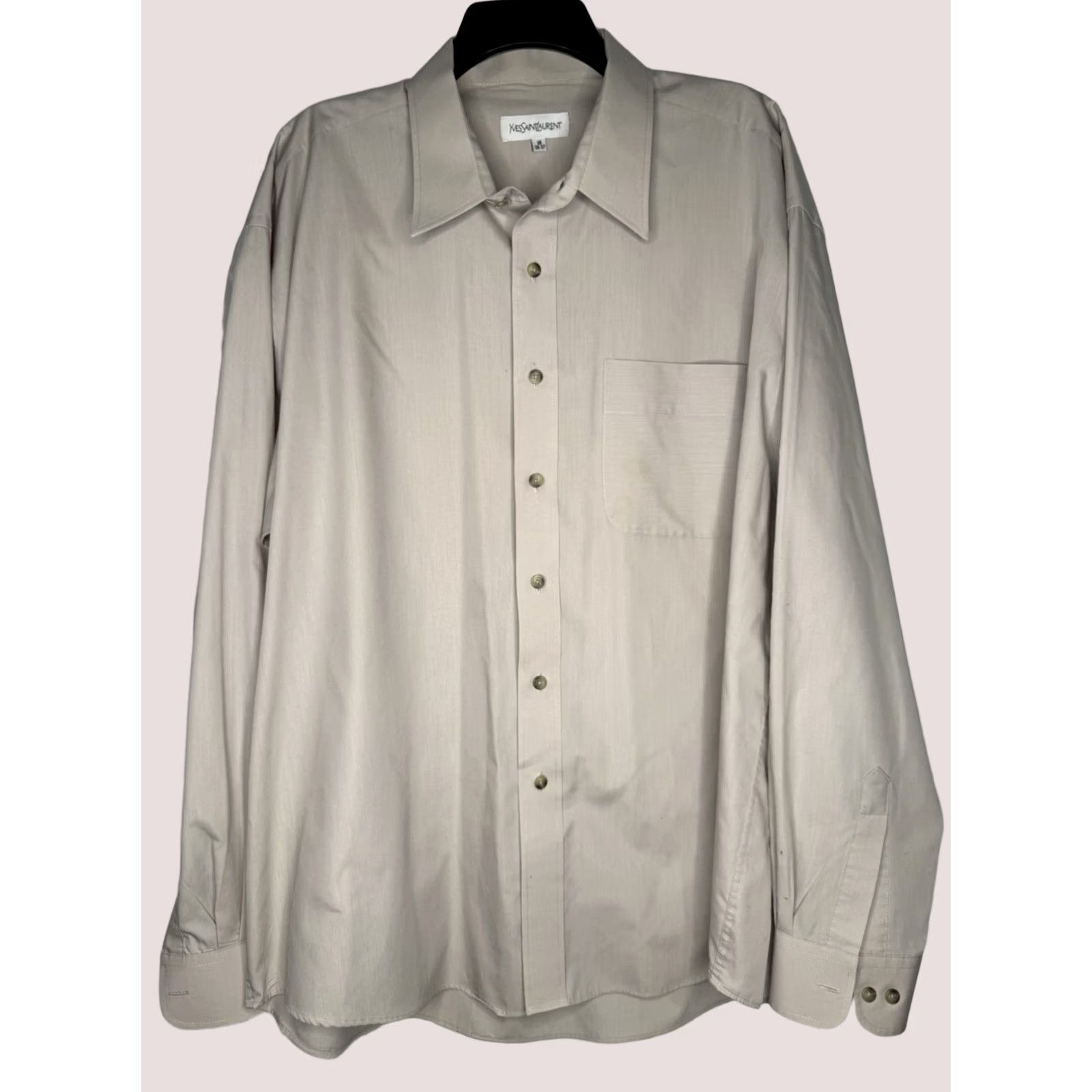 Yves Saint Laurent Yves Saint Laurent Shirt Mens 2XL Beige Button Front Long Sleeve Size Dry Cleaned Size US XXL / EU 58 / 5 - 1 Thumbnail