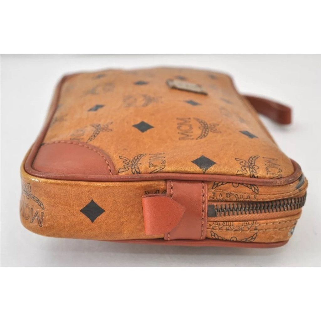 MCM MCM Brown Clutch with Logo Pattern and Wrist Strap Size ONE SIZE - 3 Thumbnail