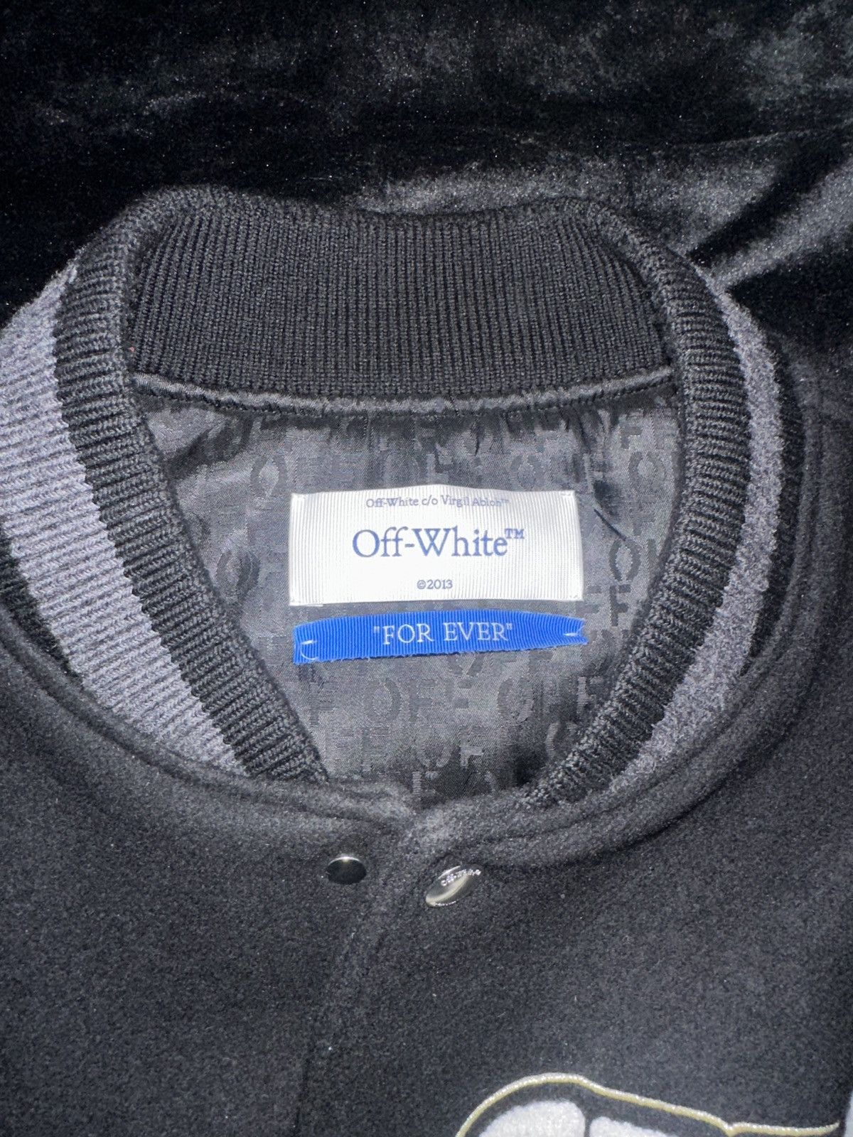 Off-White Off-White Logo Appliqué Varsity Bomber Jacket – Authentic Size US L / EU 52-54 / 3 - 3 Thumbnail
