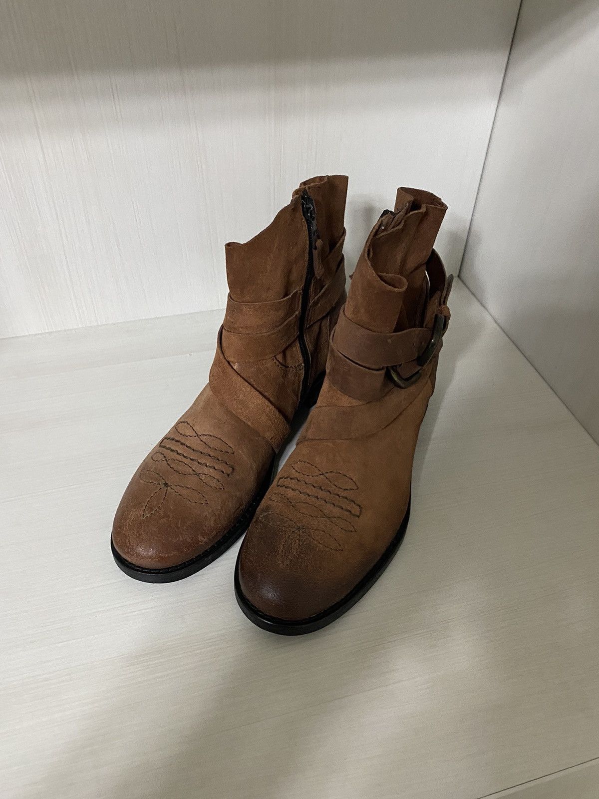 If Six Was Nine Vintage AS 98 Guidi Style High Leather Biker Boots Japanese Size US 6.5 / EU 39-40 - 6 Thumbnail