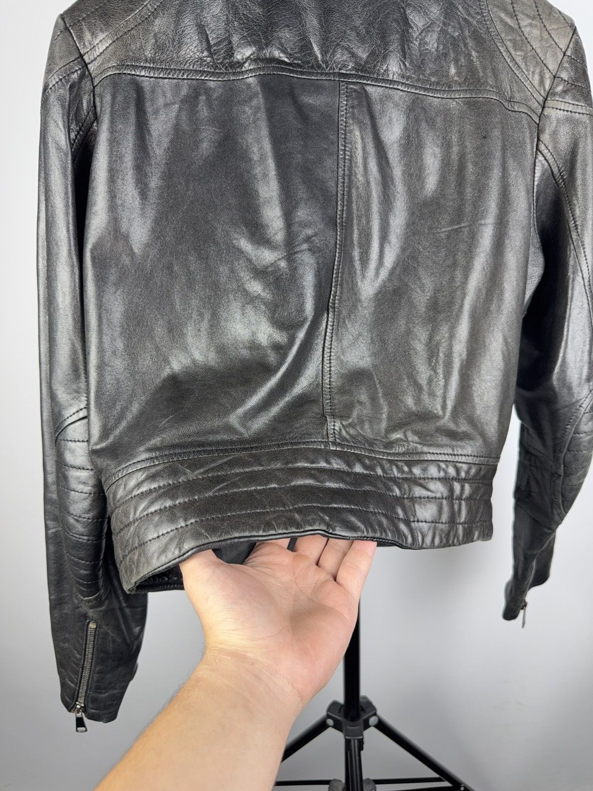Massimo Dutti Vintage Genuine Leather MOTO BIKER Bomber Jacket Rock Punk Size L / US 10 / IT 46 - 19 Thumbnail