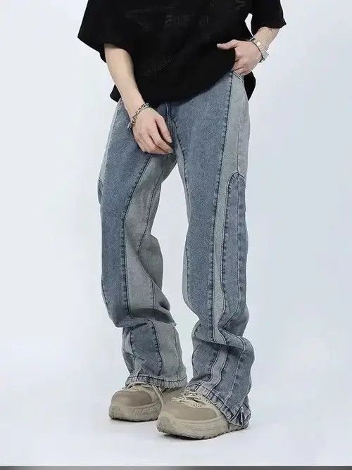 Japanese Brand × Jean Kanye Y2K Streetwear Washed Blue Baggy Stacked Jeans Size US 33 - 3 Thumbnail