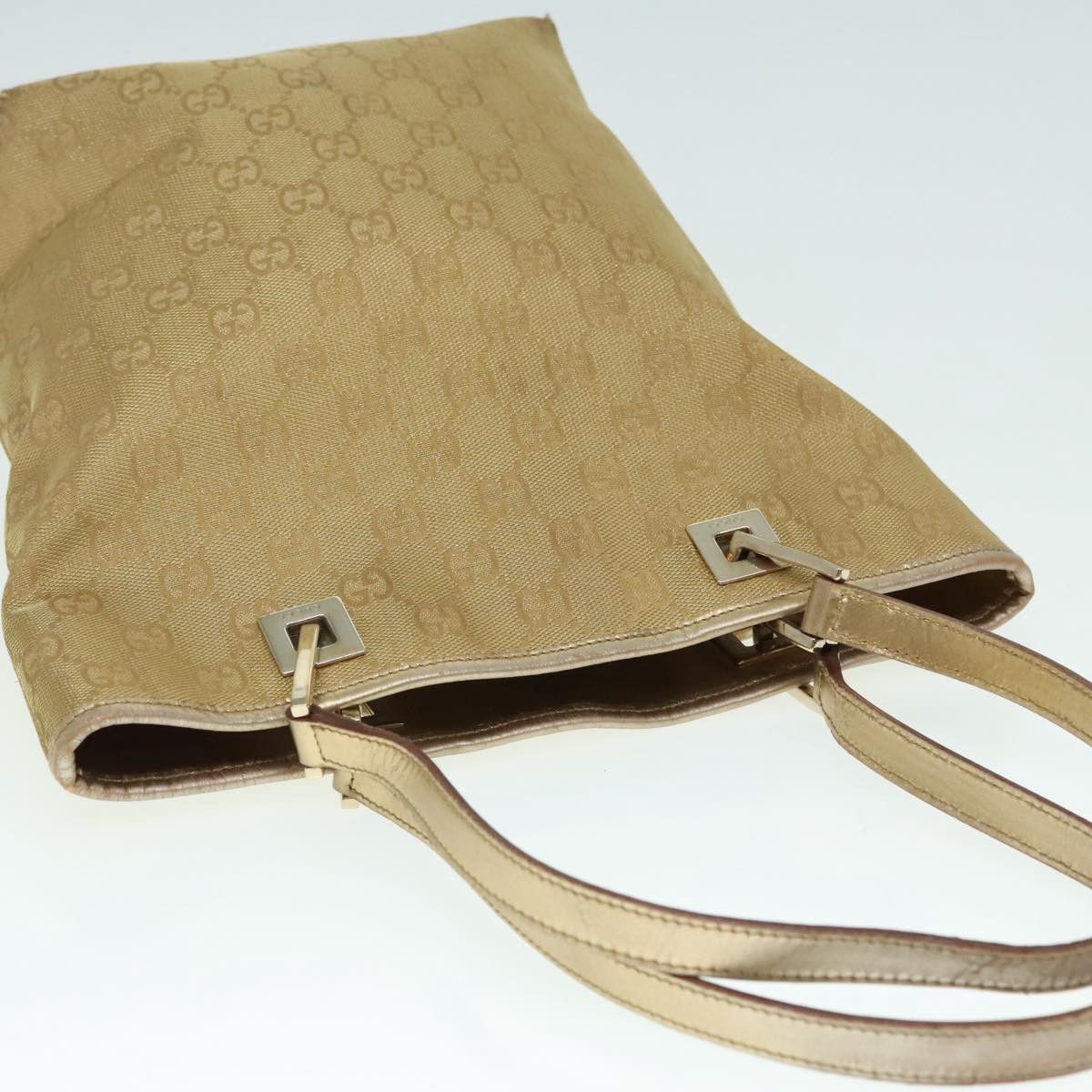 GUCCI GG Canvas Shoulder Bag Gold Tone Gold 0021099