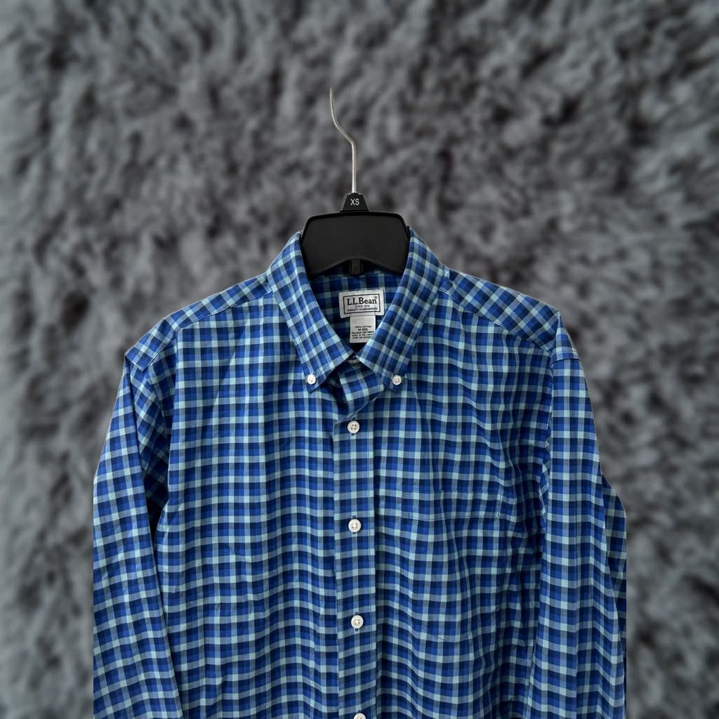 Vintage LL Bean Shirt Mens M Blue Plaid Kennebunk Sport Oxford Wrinkle Free L/S 287889 Size US M / EU 48-50 / 2 - 1 Thumbnail