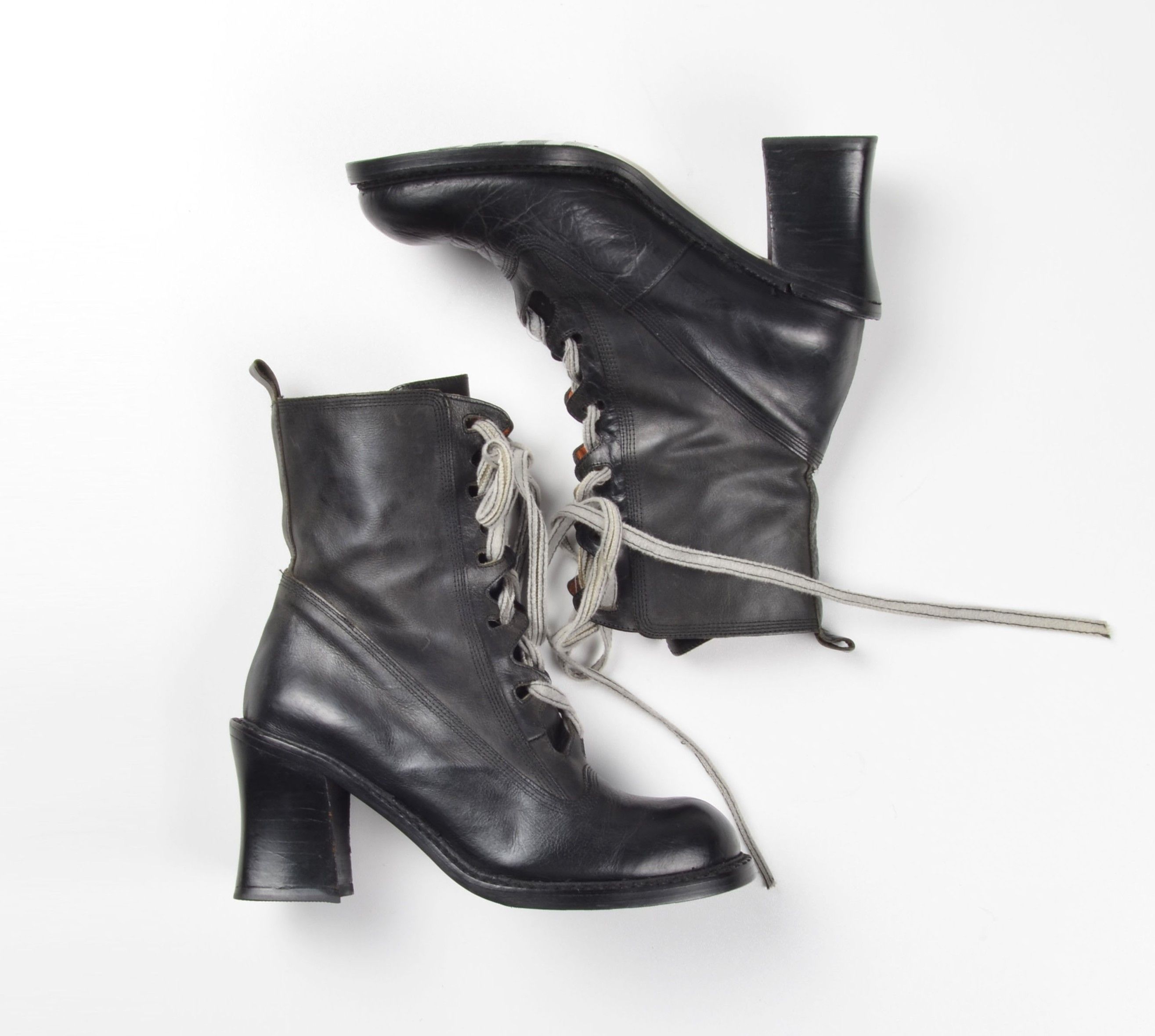 Other Vintage El Dantes Leather Lace Up Block Heel Ankle Boots Size US 9 / IT 39 - 4 Thumbnail