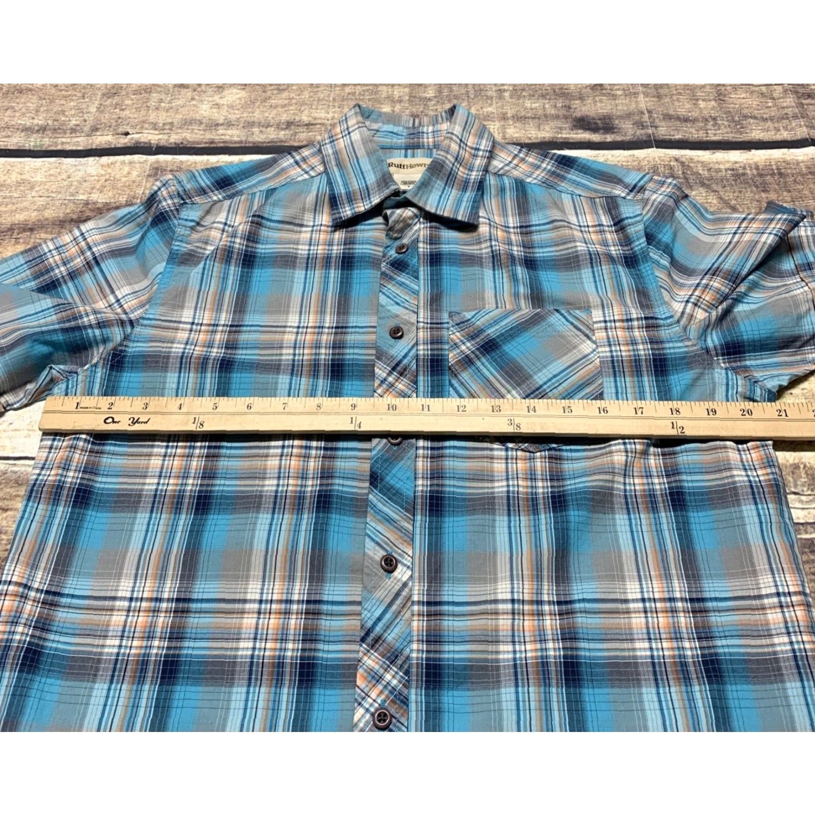 Vintage Ruff Hewn Mens Shirt Short Sleeve Small Blue Teal Plaid Western Button-Down Size US S / EU 44-46 / 1 - 6 Thumbnail