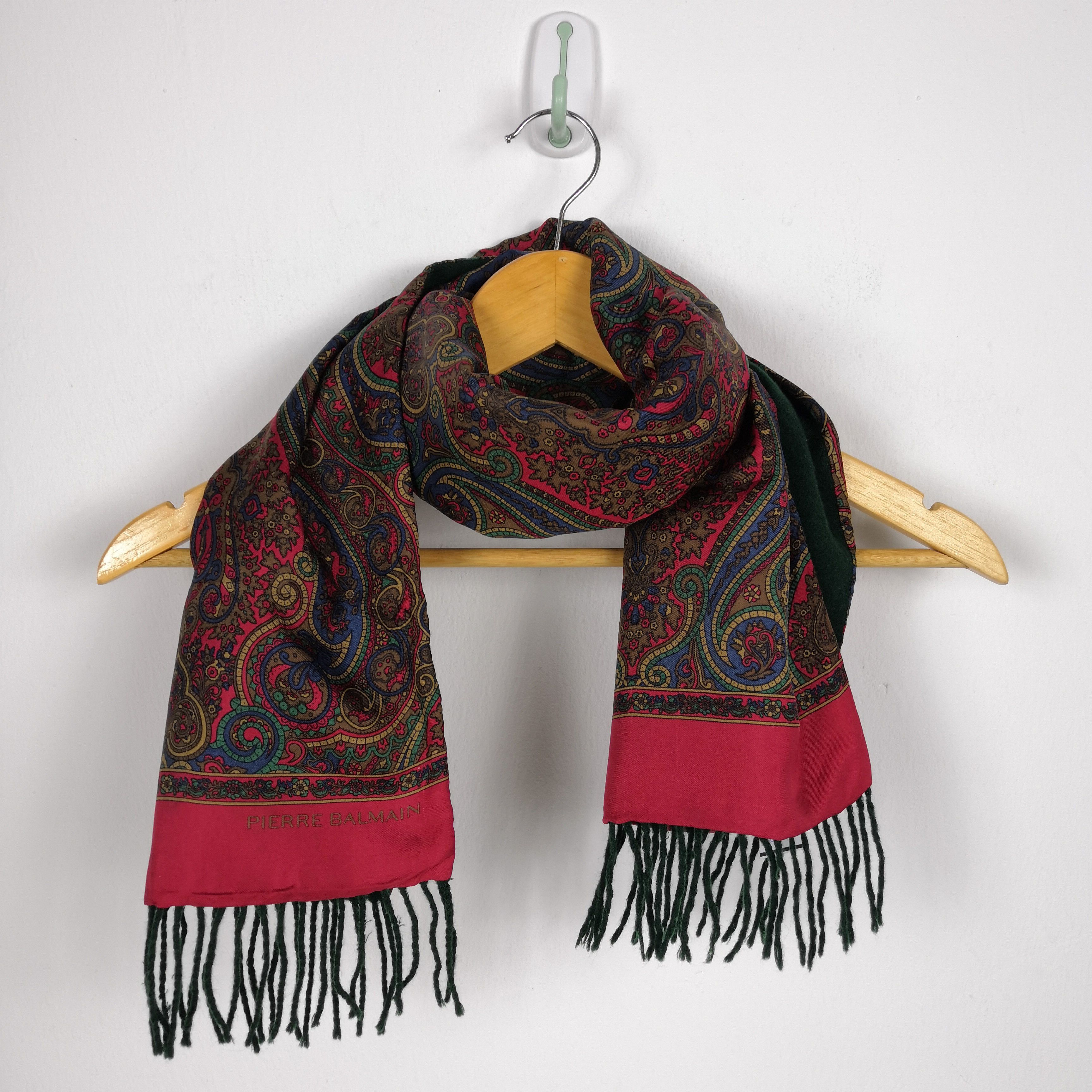 Vintage Pierre Balmain Scarf Muffler Silk Parsley Scarves