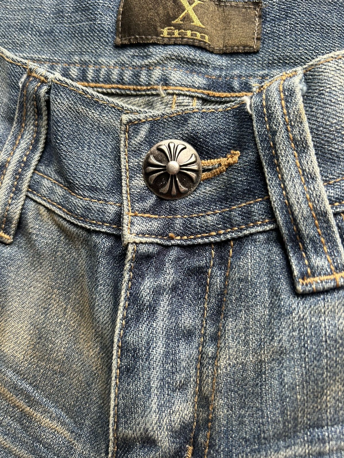 If Six Was Nine FLARE🔥 Xfrm Japanese Punk Bondage Rusty Faded Denim Jeans ☠️🎌 Size US 30 / EU 46 - 8 Thumbnail