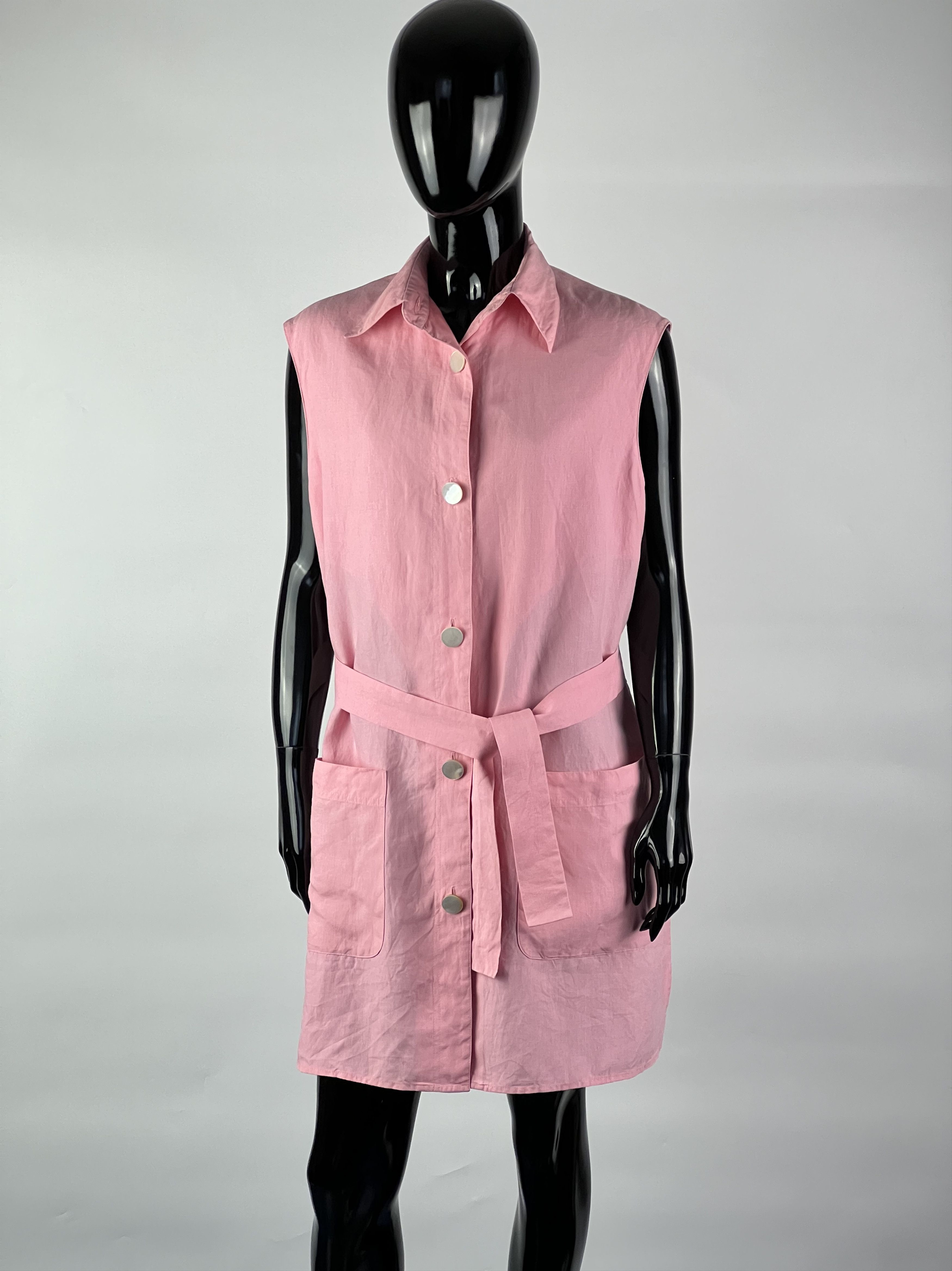 Max Mara Max Mara Pink Linen Belted Dress Size L Size L / US 10 / IT 46 - 1 Thumbnail