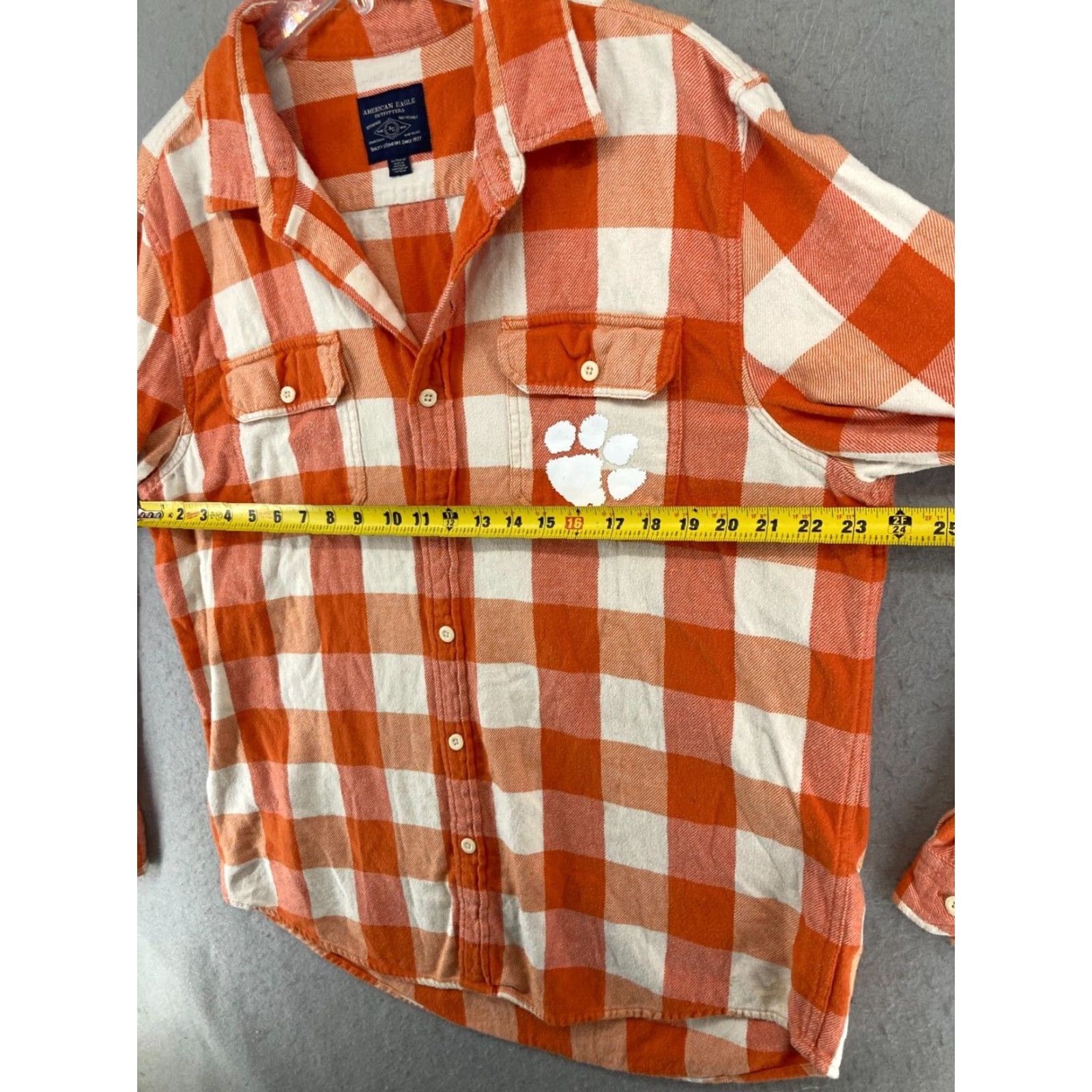 American Eagle Outfitters American Eagle Clemson Tigers Womens Long Sleeve Plaid Shirt XL Orange Size XL / US 12-14 / IT 48-50 - 2 Thumbnail