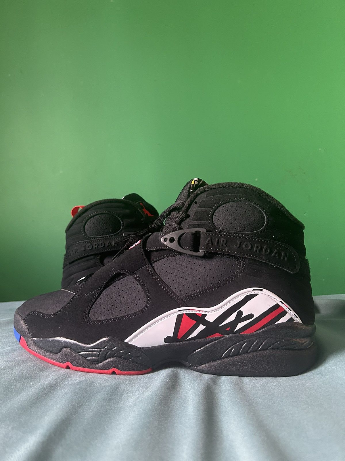 image of Nike Air Jordan 8 Playoffs 2023 Shoes in Black, Men's (Size 12)