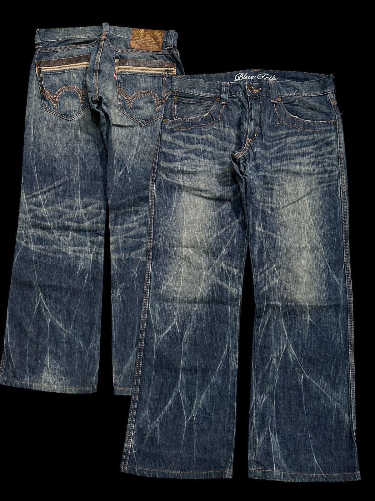 Japanese Brand × Kapital × Vintage EDWIN Blue Trip 503 Rare Design Denim ☠️☠️ Size US 36 / EU 52 - 1 Thumbnail