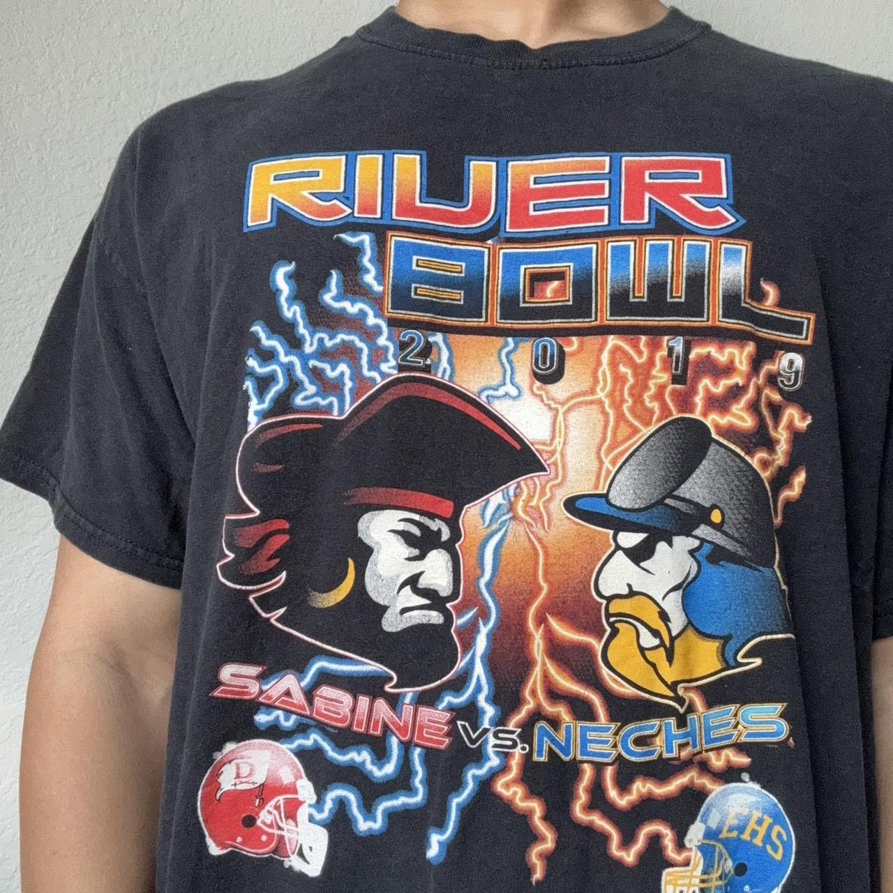 NFL × Vintage Vintage River Bowl Late 2000s Graphics Black Tee Shirt Size US L / EU 52-54 / 3 - 4 Thumbnail