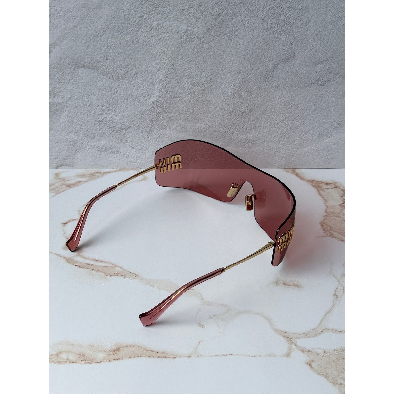 Miu Miu NEW Miu Miu MU B53 Mask Sunglasses in Gold Red $632 Size ONE SIZE - 6 Thumbnail