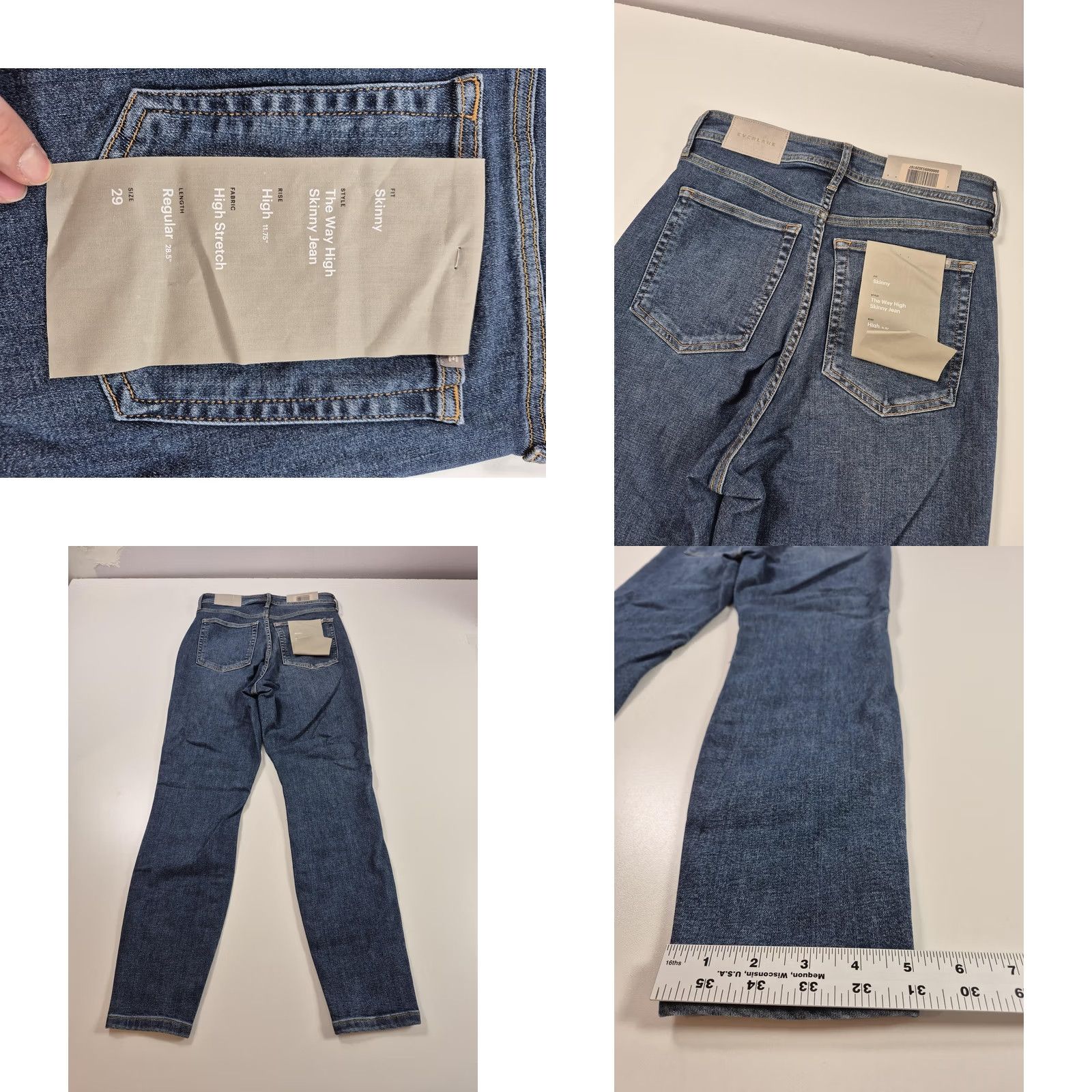 Everlane VINTAGE Everlane The Way-High Skinny Jeans Womens 29 Blue High Rise Stretch Size 29" - 8 Thumbnail