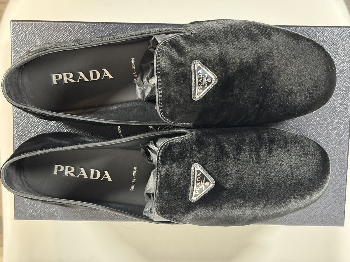 Designer × Prada Prada Black Velvet Loafers New in Box Size US 12 / EU 45 - 5 Thumbnail