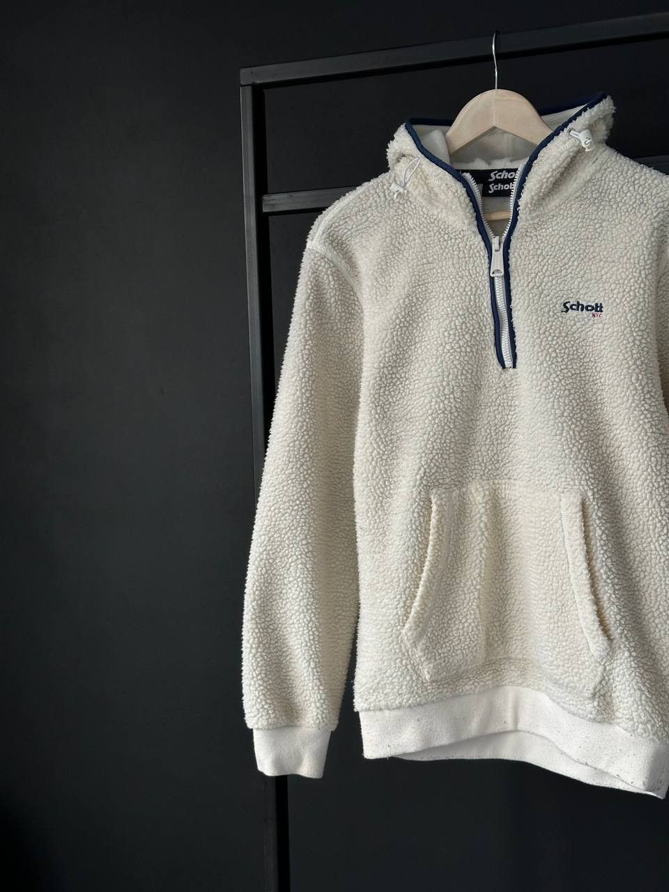 Schott × Vintage Vintage 90s Schott Fleece Sherpa Hoodie Streetwear Size US M / EU 48-50 / 2 - 3 Thumbnail