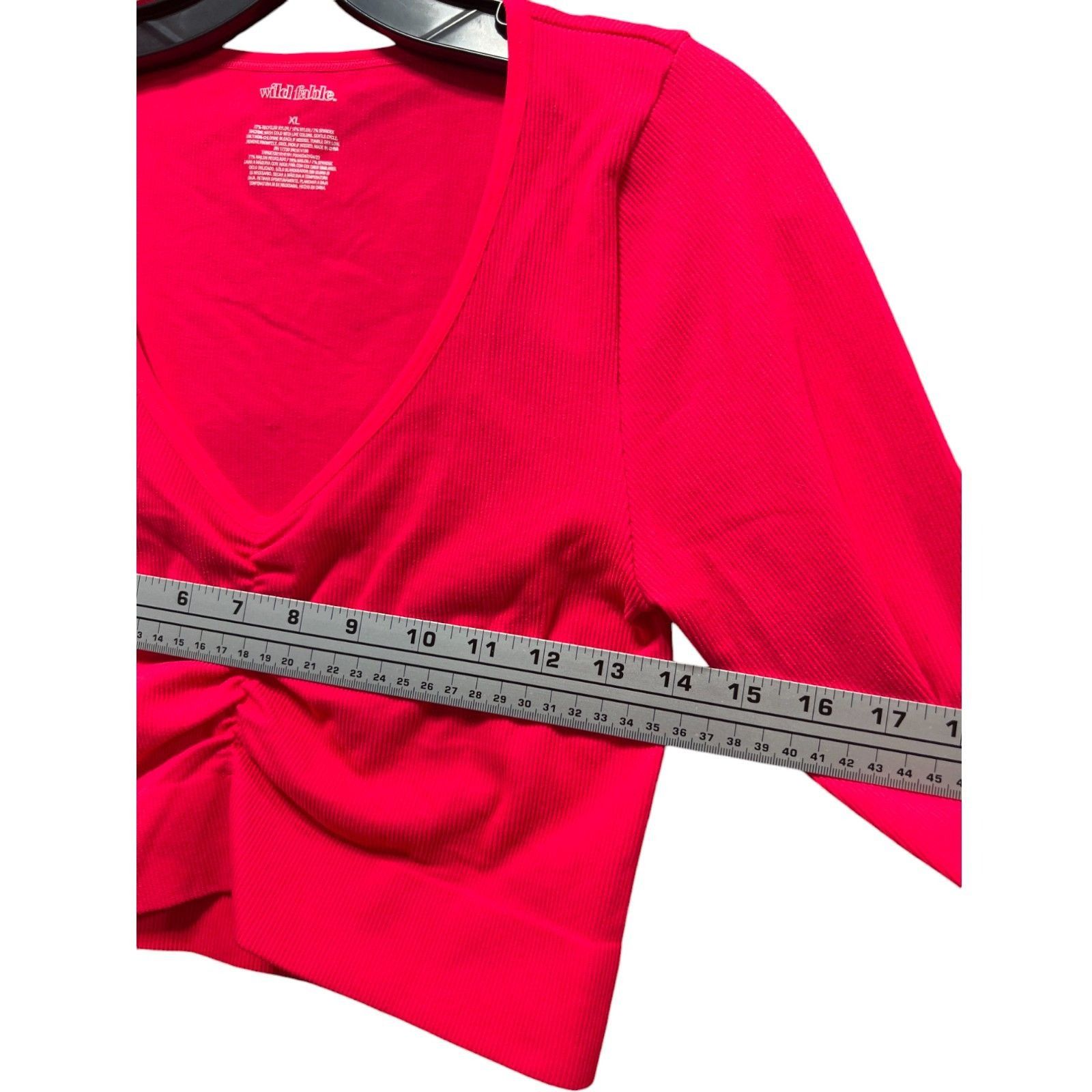 Other Wild Fable - Women's Long Sleeve V-Neck Front Cinch Crop Top Size XL / US 12-14 / IT 48-50 - 3 Thumbnail