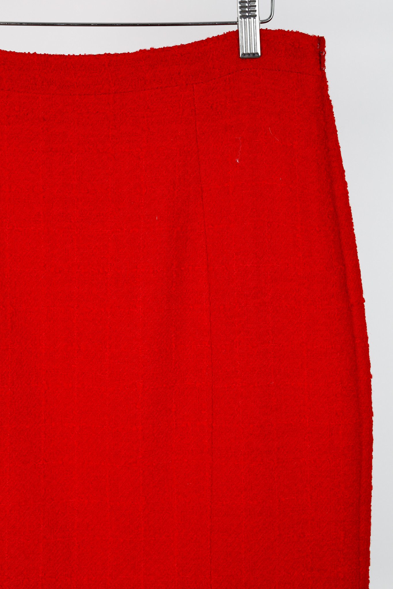 Moschino Moschino PF/21 Red Tweed Leopard-Faux-Fur-Hem Pencil Skirt Size 30" / US 8 / IT 44 - 4 Thumbnail
