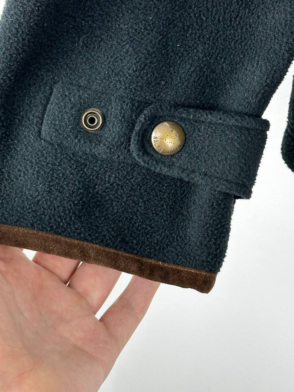 Polo Ralph Lauren × Vintage Vintage 90s Polo Fleece Full Zip Leather Trim Jacket Size US L / EU 52-54 / 3 - 10 Thumbnail