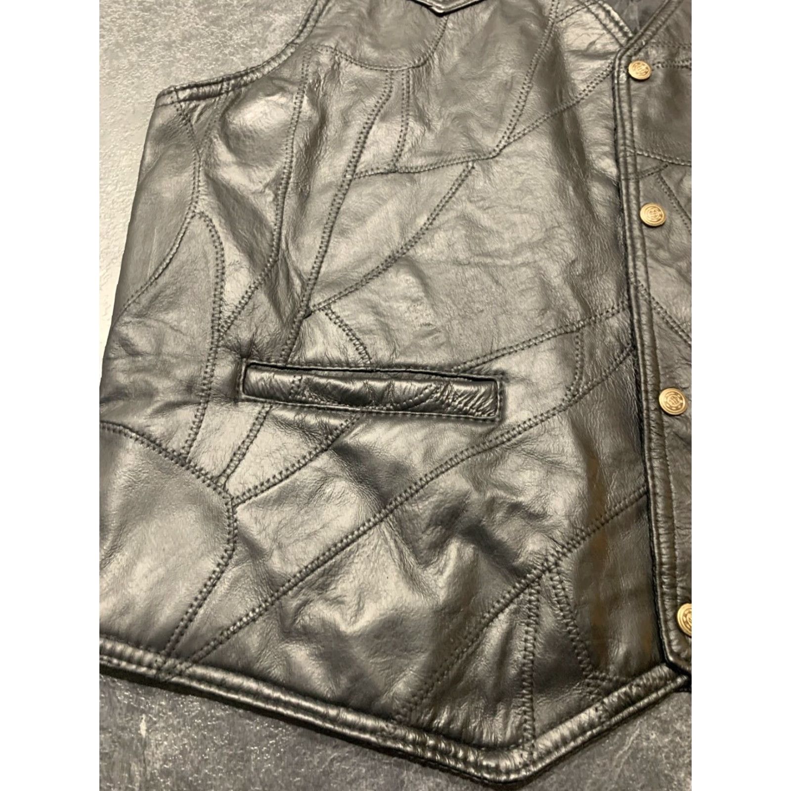 JM Collection M Collection Black Leather Motorcycle Vest 2XL Men Biker Casual Size US XXL / EU 58 / 5 - 3 Thumbnail