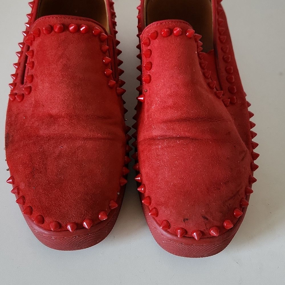 Christian Louboutin CHRISTIAN LOUBOUTIN | Pik Boat Mens Shoes Spike Slipons Red Size US 6.5 / EU 39-40 - 3 Thumbnail